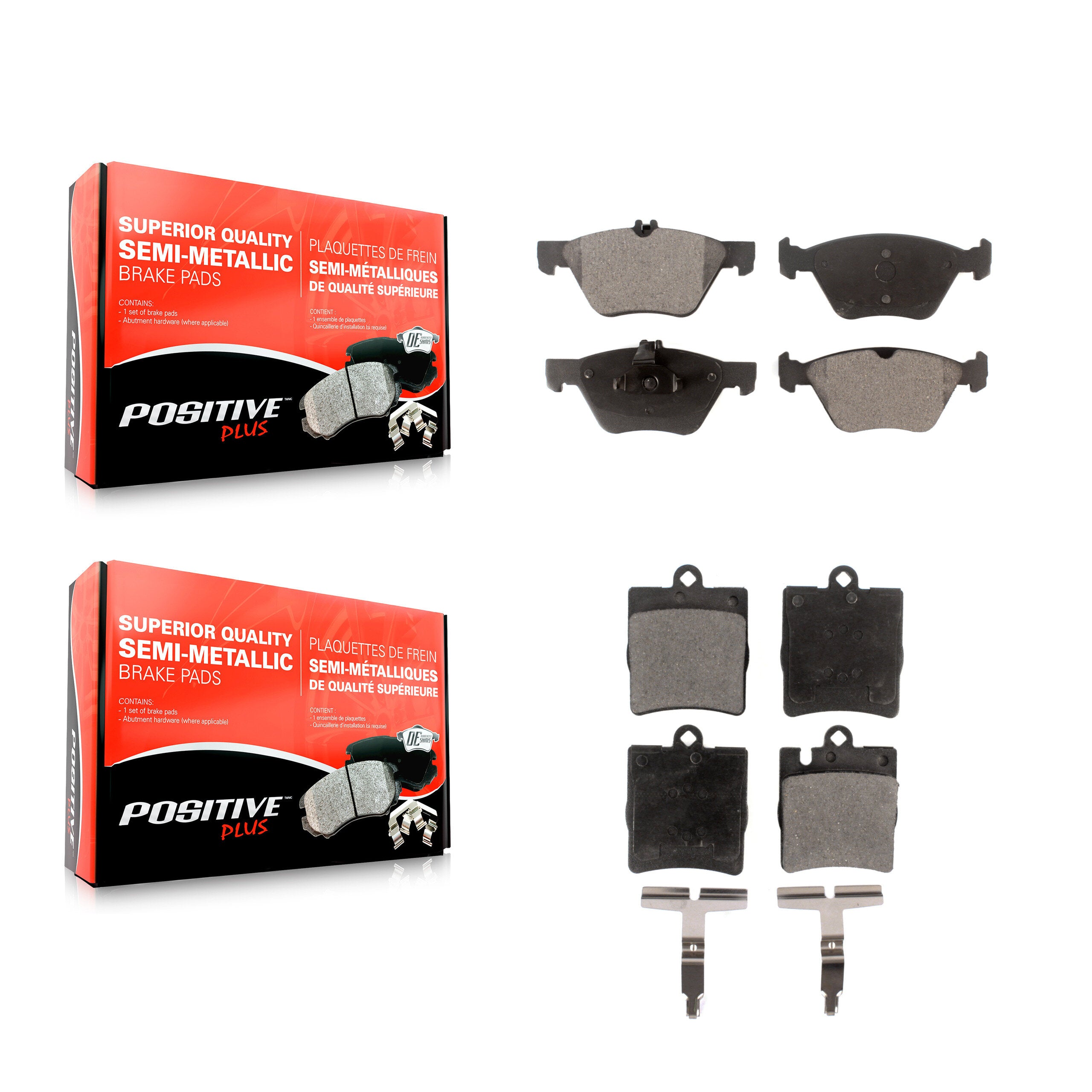 Positive Plus KPF-100388 Disc Brake Pad for 1996-2003 Mercedes-Benz CLK320, Mercedes-Benz CLK430 and More - Front and Rear