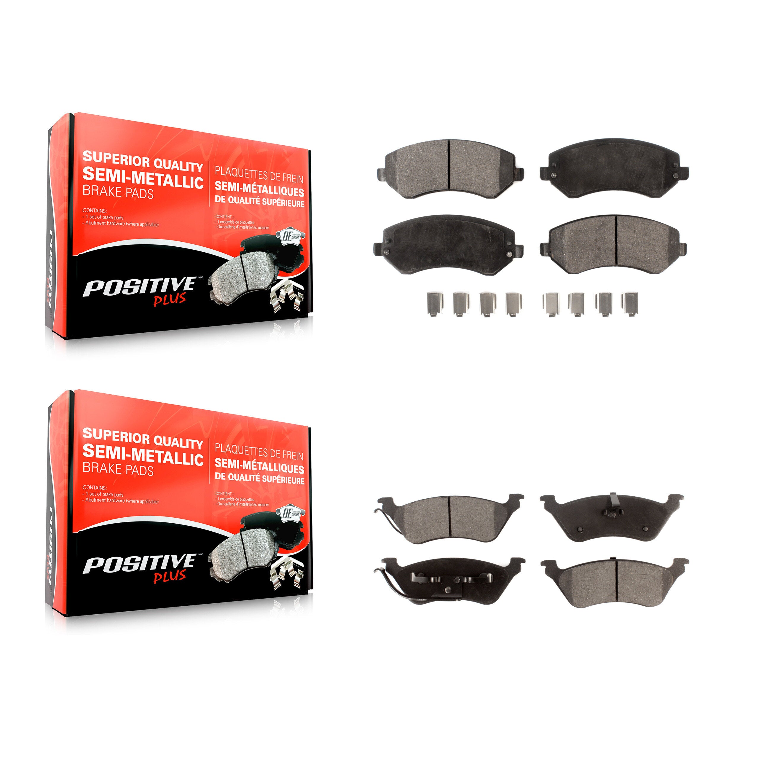 Positive Plus KPF-100393 Disc Brake Pad for 2001-2007 Dodge Caravan, Chrysler Town & Country and More - Front and Rear