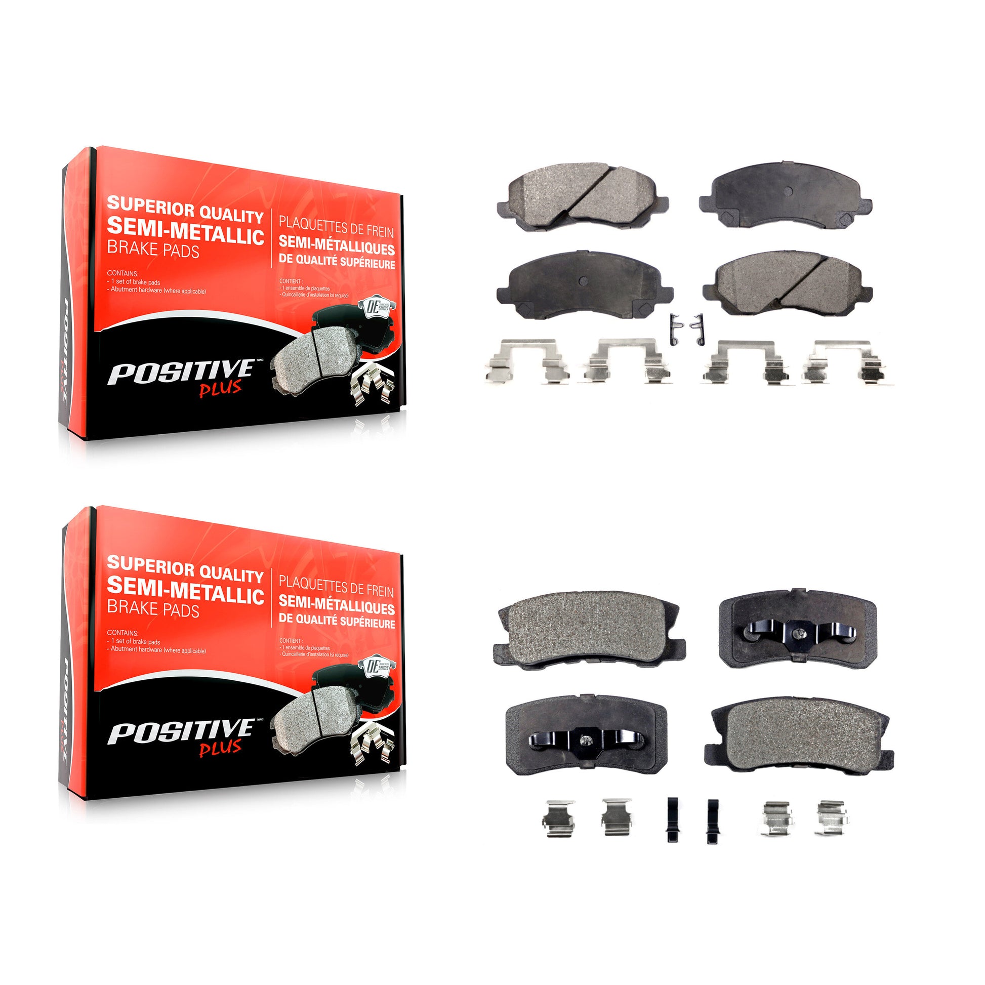 Positive Plus KPF-100401 Disc Brake Pad for 2007-2017 Mitsubishi Lancer, Chrysler 200 and More - Front and Rear