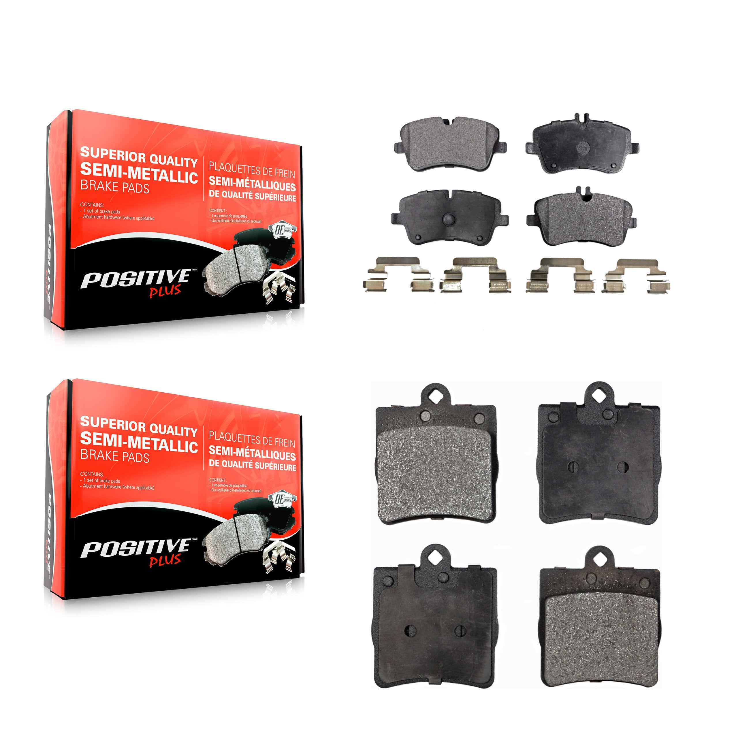 Positive Plus KPF-100403 Disc Brake Pad for 2001-2011 Mercedes-Benz SLK300, Mercedes-Benz C230 and More - Front and Rear