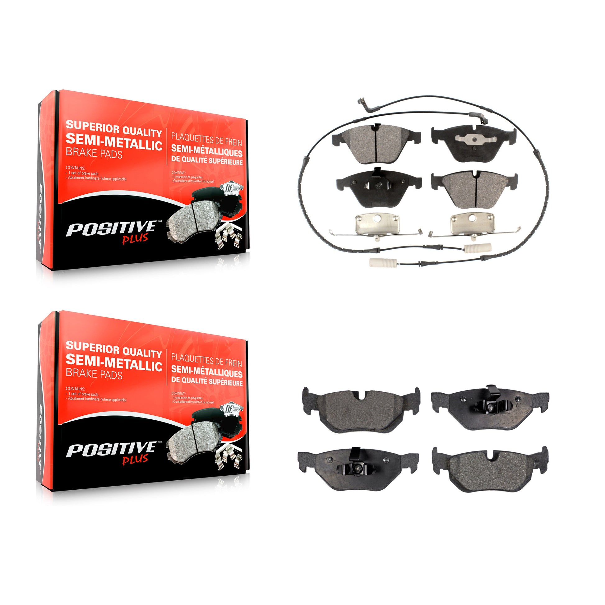 Positive Plus KPF-100427 Disc Brake Pad for 2007-2015 BMW 328i, BMW X1 and More - Front and Rear
