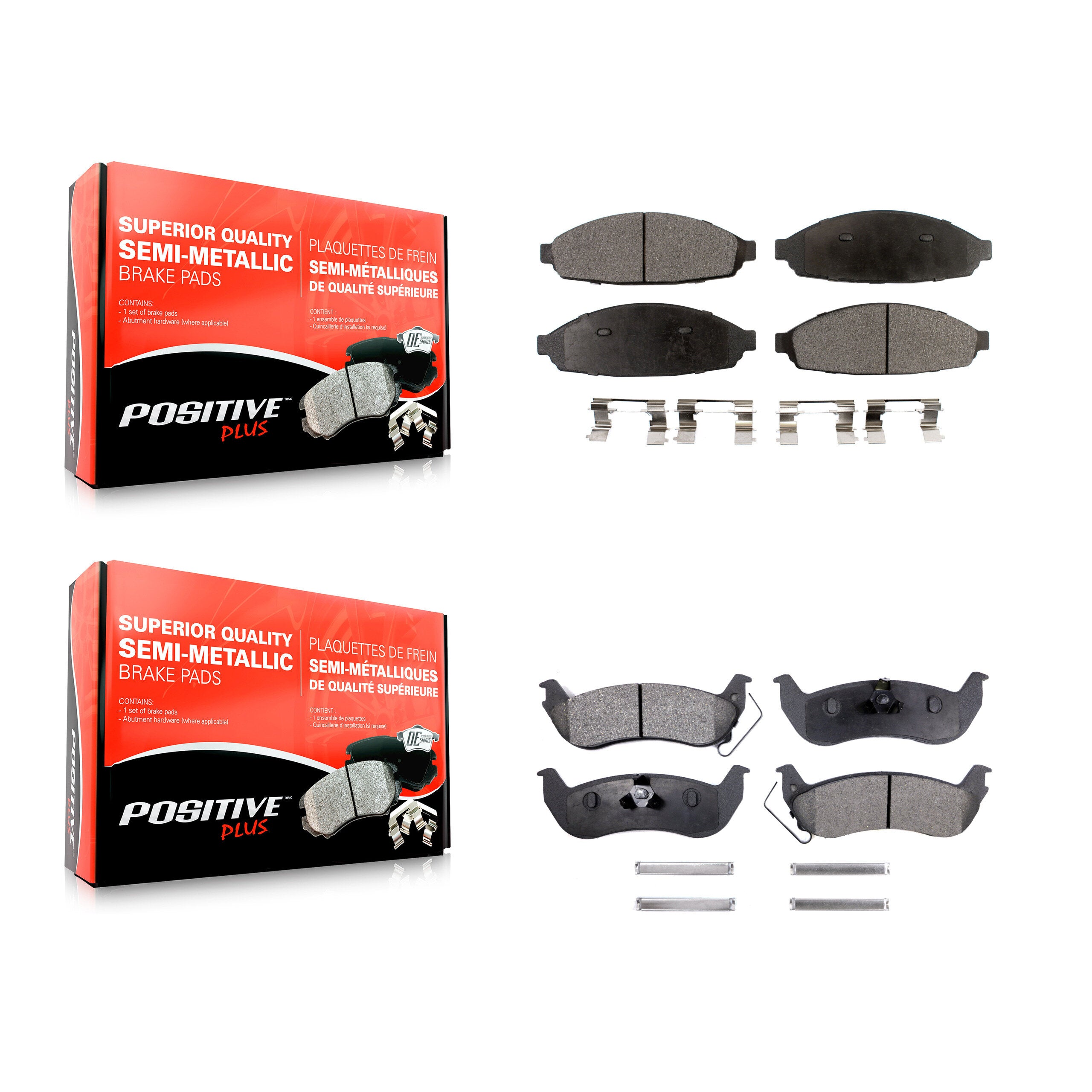 Positive Plus KPF-100438 Disc Brake Pad for 2003-2011 Ford Crown Victoria, Lincoln Town Car and More - Front and Rear