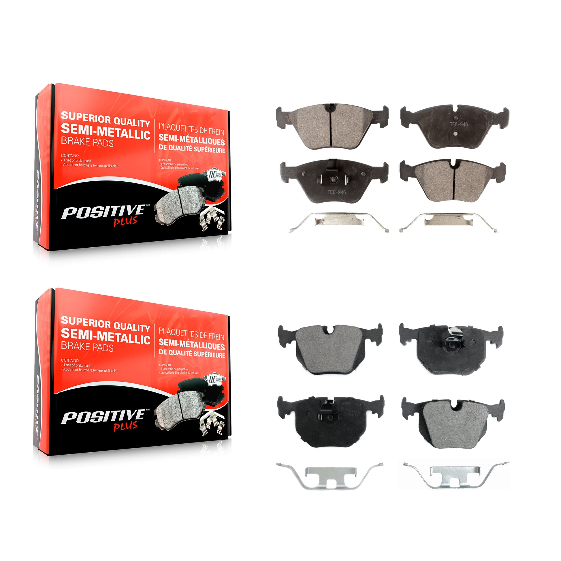 Positive Plus KPF-100443 Disc Brake Pad for 2001-2010 BMW Z4, BMW M3 and More - Front and Rear