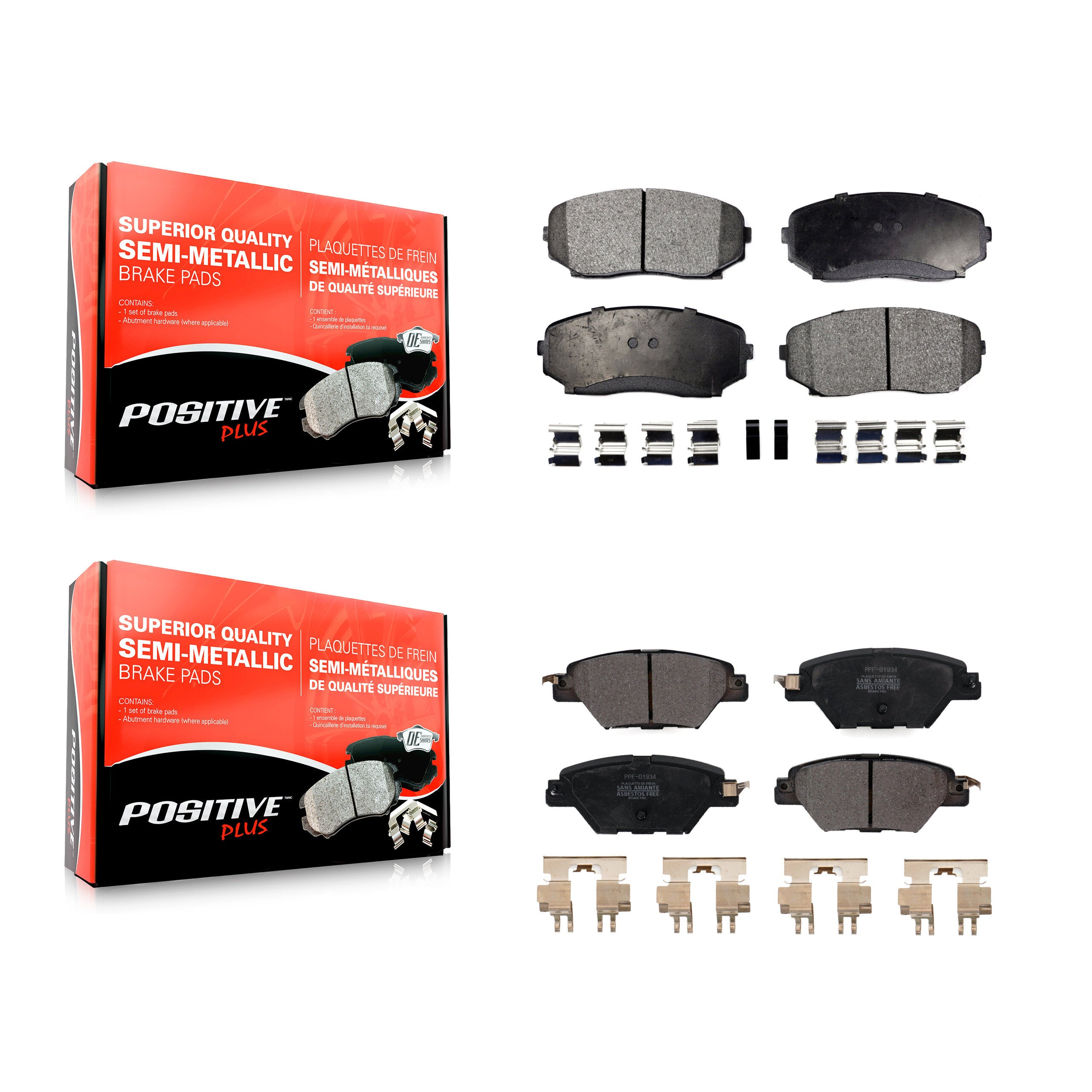 Positive Plus KPF-100460 Disc Brake Pad for 2016-2023 Mazda CX-9 - Front and Rear