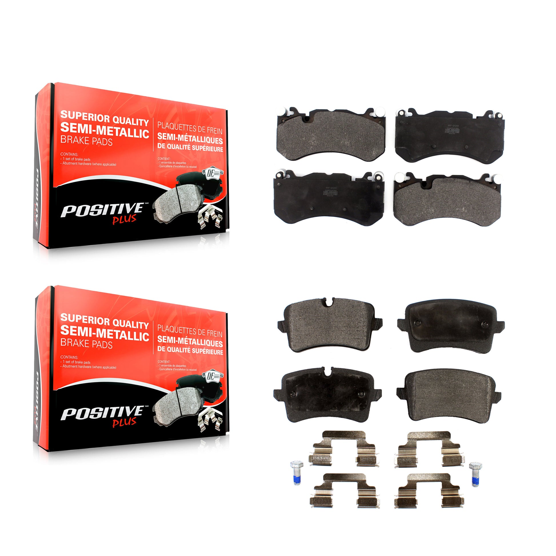 Positive Plus KPF-100462 Disc Brake Pad for 2014-2018 Audi RS7 - Front and Rear