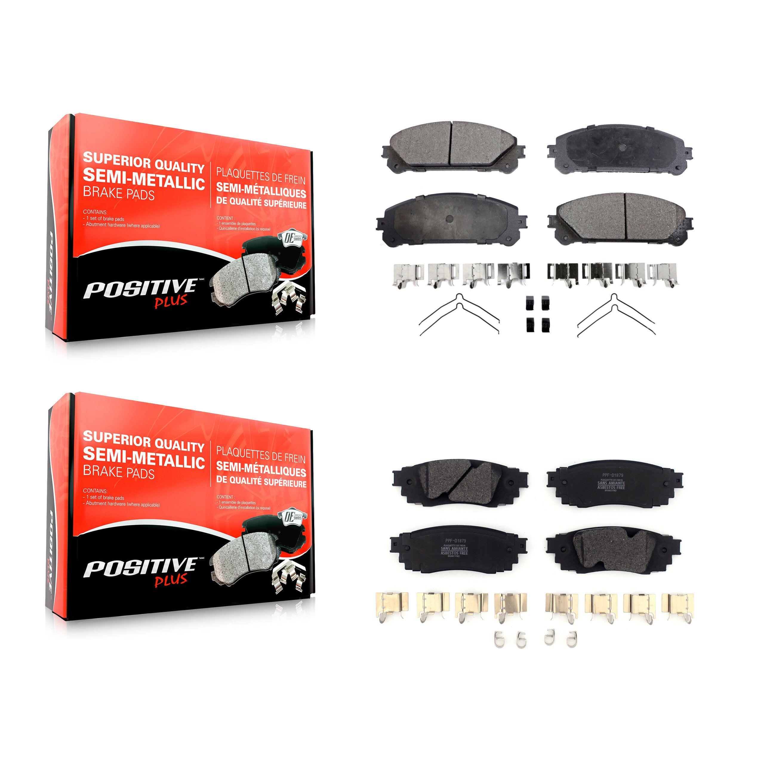 Positive Plus KPF-100464 Disc Brake Pad for 2016-2022 Lexus RX350, Lexus RX350L and More - Front and Rear