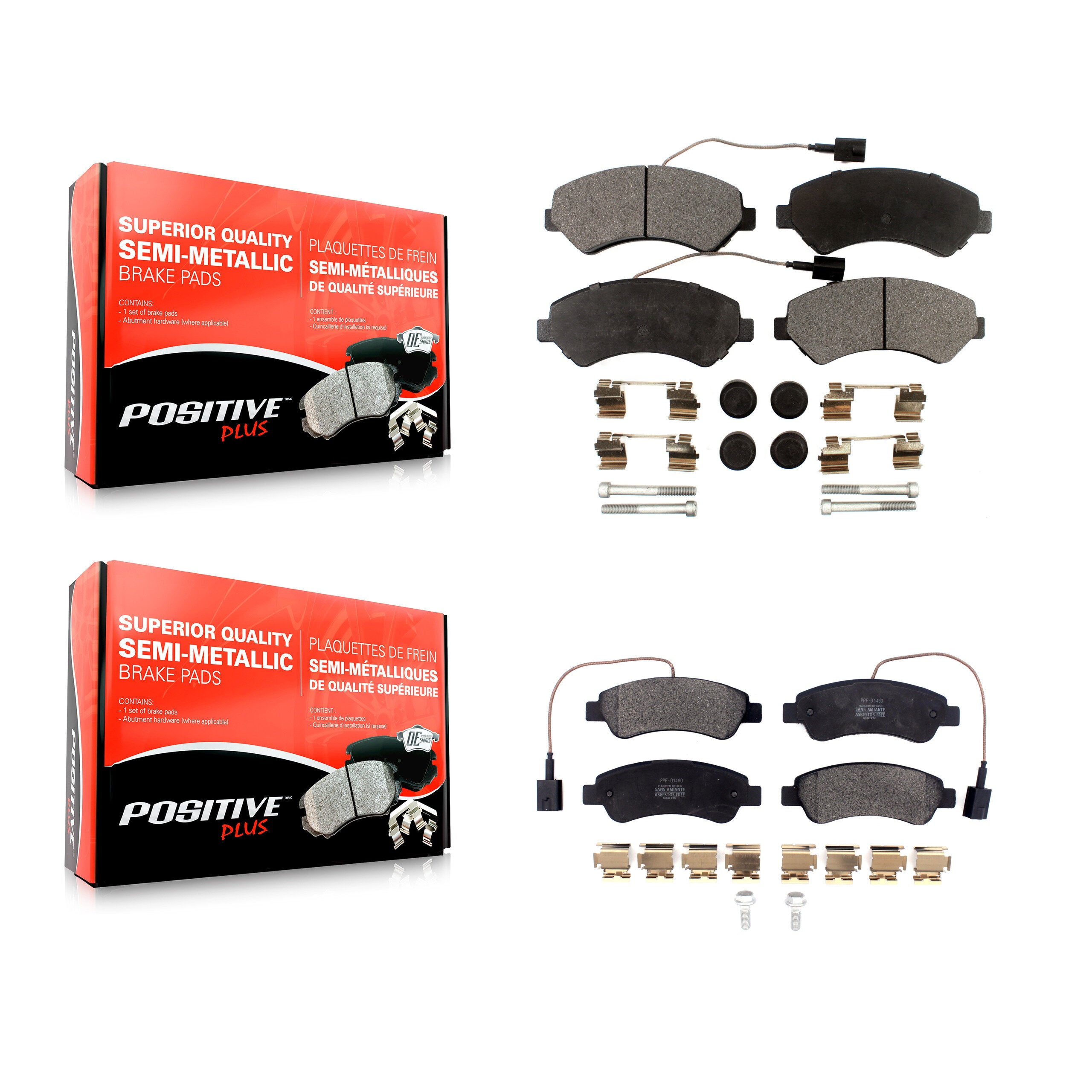 Positive Plus KPF-100469 Disc Brake Pad for 2014-2020 Ram ProMaster 1500, Ram ProMaster 2500, Ram ProMaster 3500 - Front and Rear