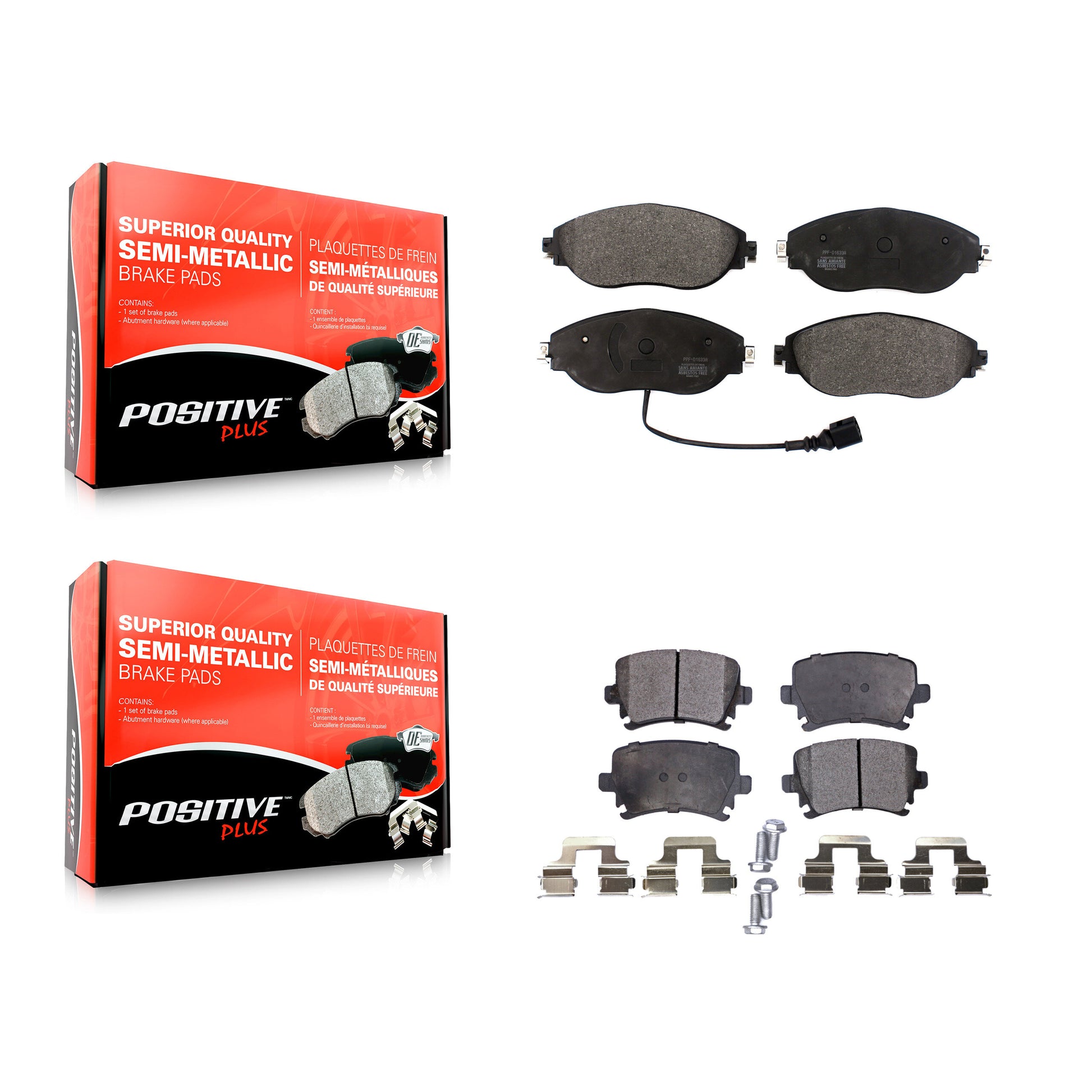 Positive Plus KPF-100470 Disc Brake Pad for 2013-2021 Volkswagen GTI, Volkswagen CC - Front and Rear