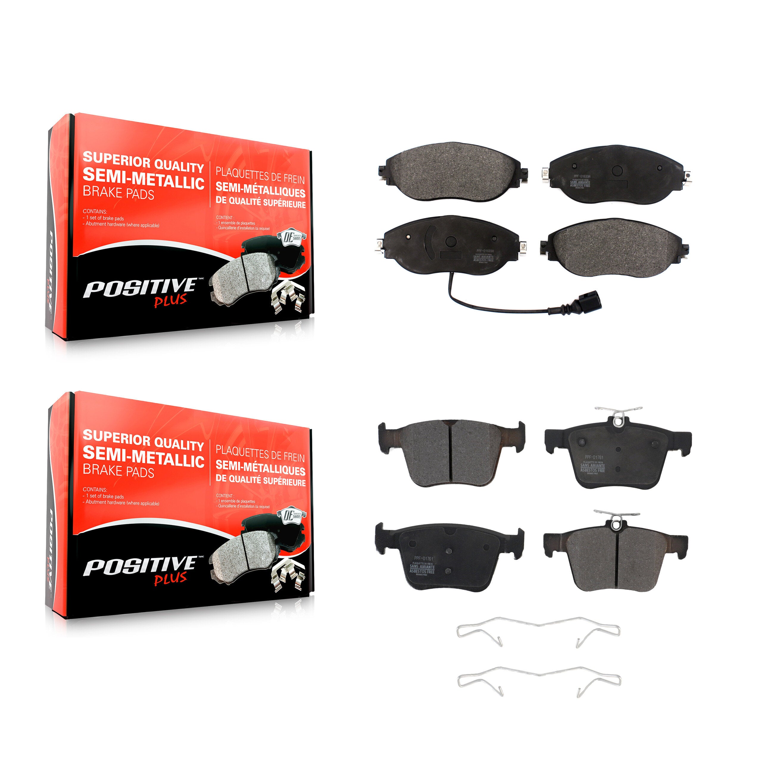 Positive Plus KPF-100471 Disc Brake Pad for 2015-2025 Audi Q3, Volkswagen Jetta and More - Front and Rear