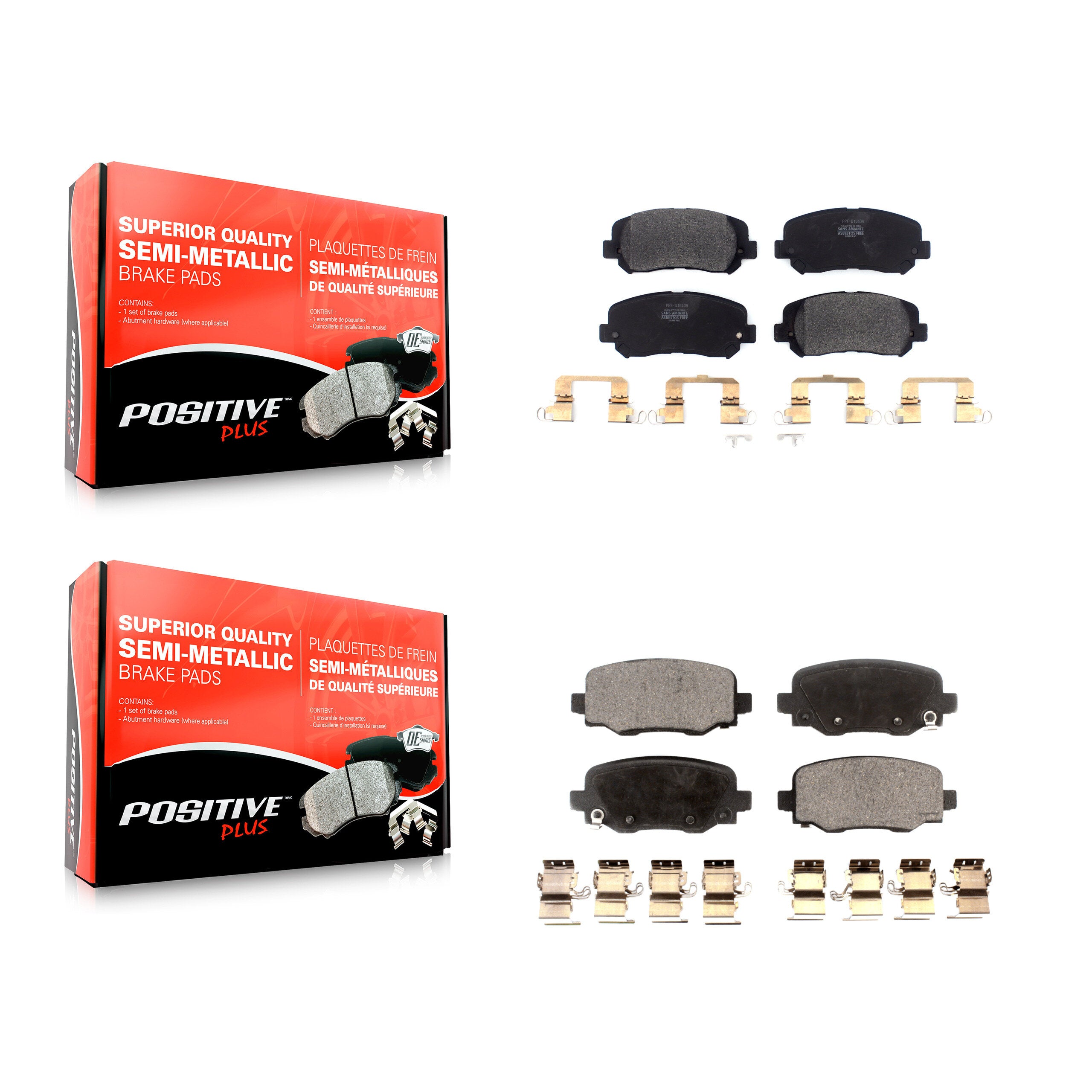 Positive Plus KPF-100472 Disc Brake Pad for 2015-2022 Jeep Cherokee, Chrysler 200 - Front and Rear