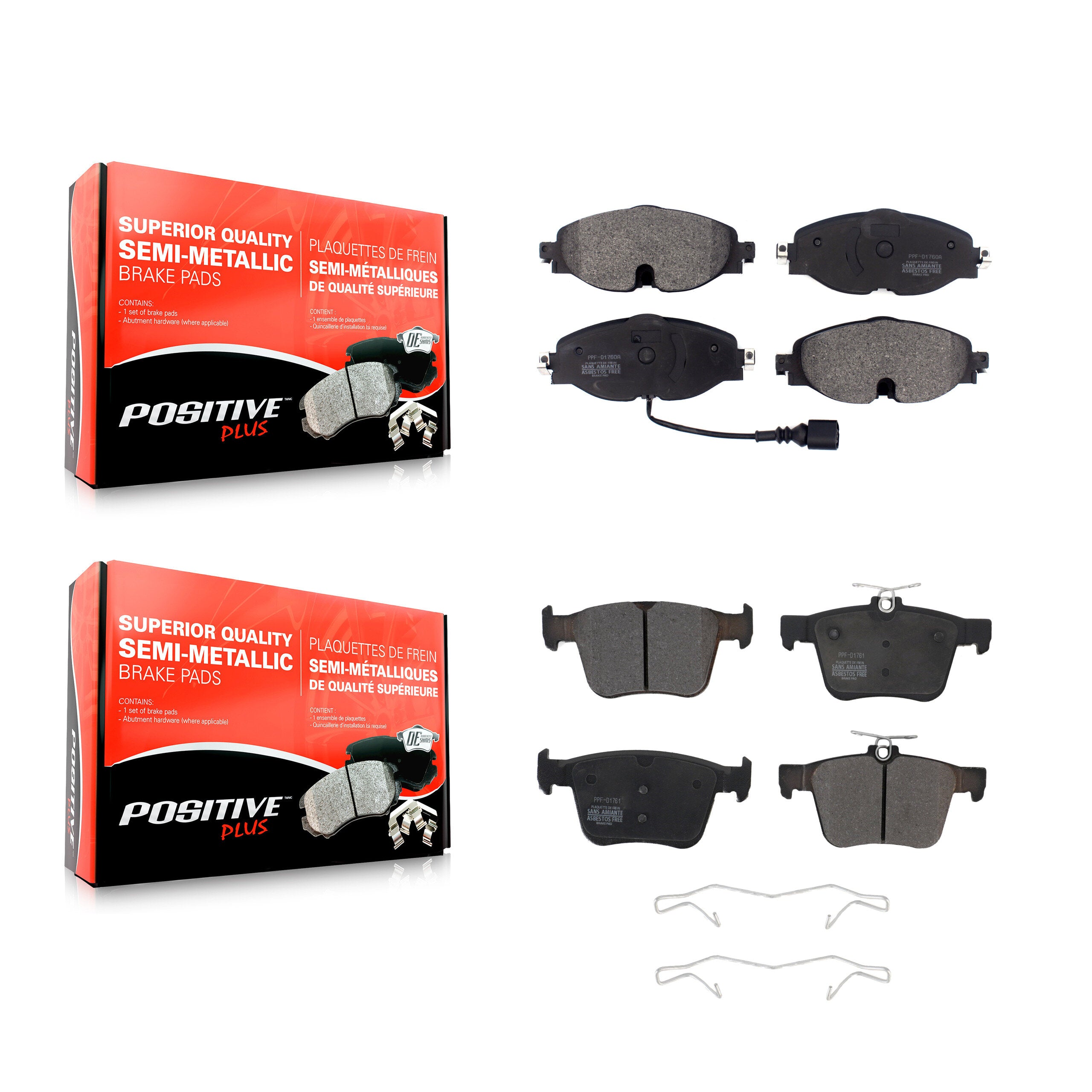 Positive Plus KPF-100479 Disc Brake Pad for 2015-2025 Volkswagen Jetta, Volkswagen Taos and More - Front and Rear