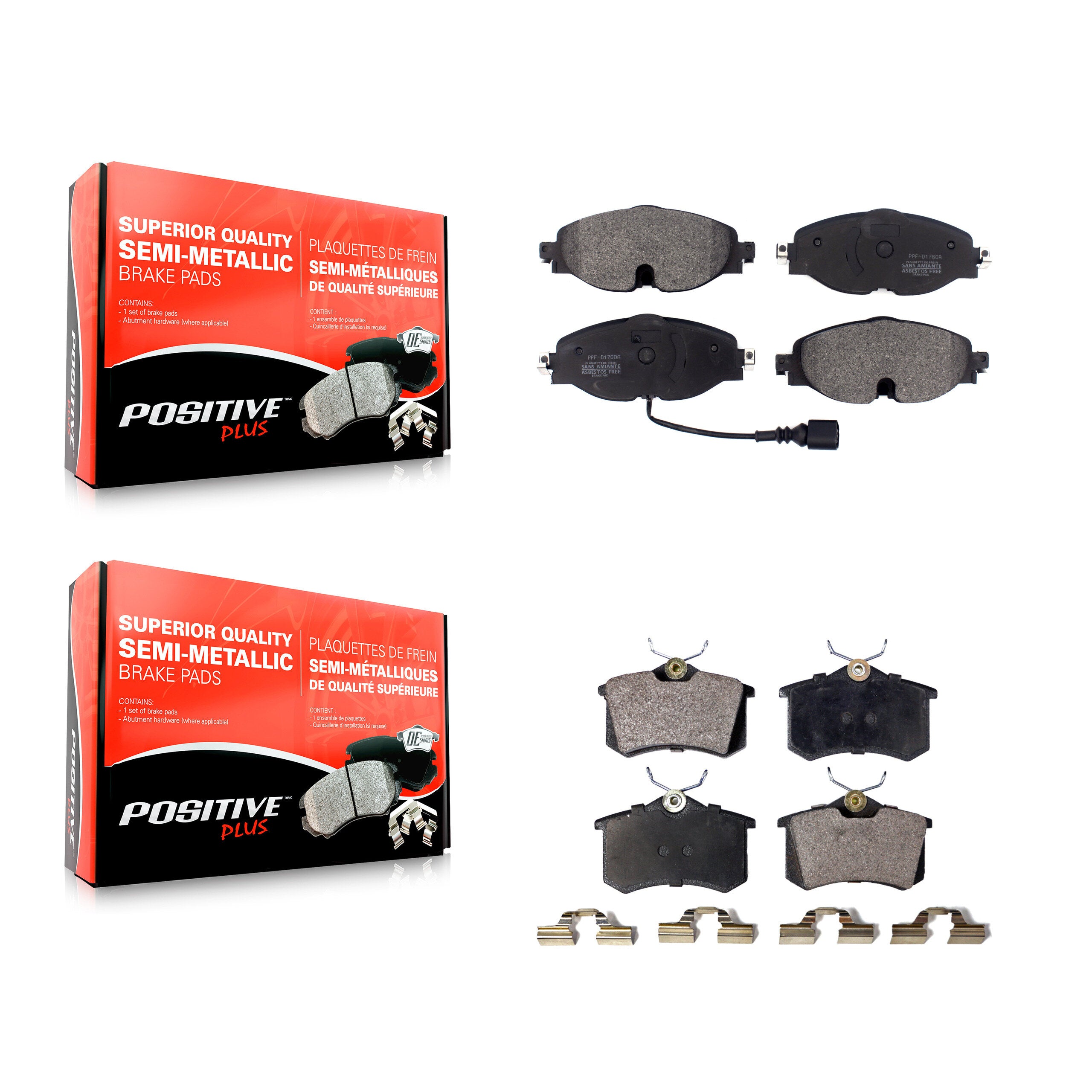 Positive Plus KPF-100481 Disc Brake Pad for 2015 Volkswagen Golf SportWagen - Front and Rear