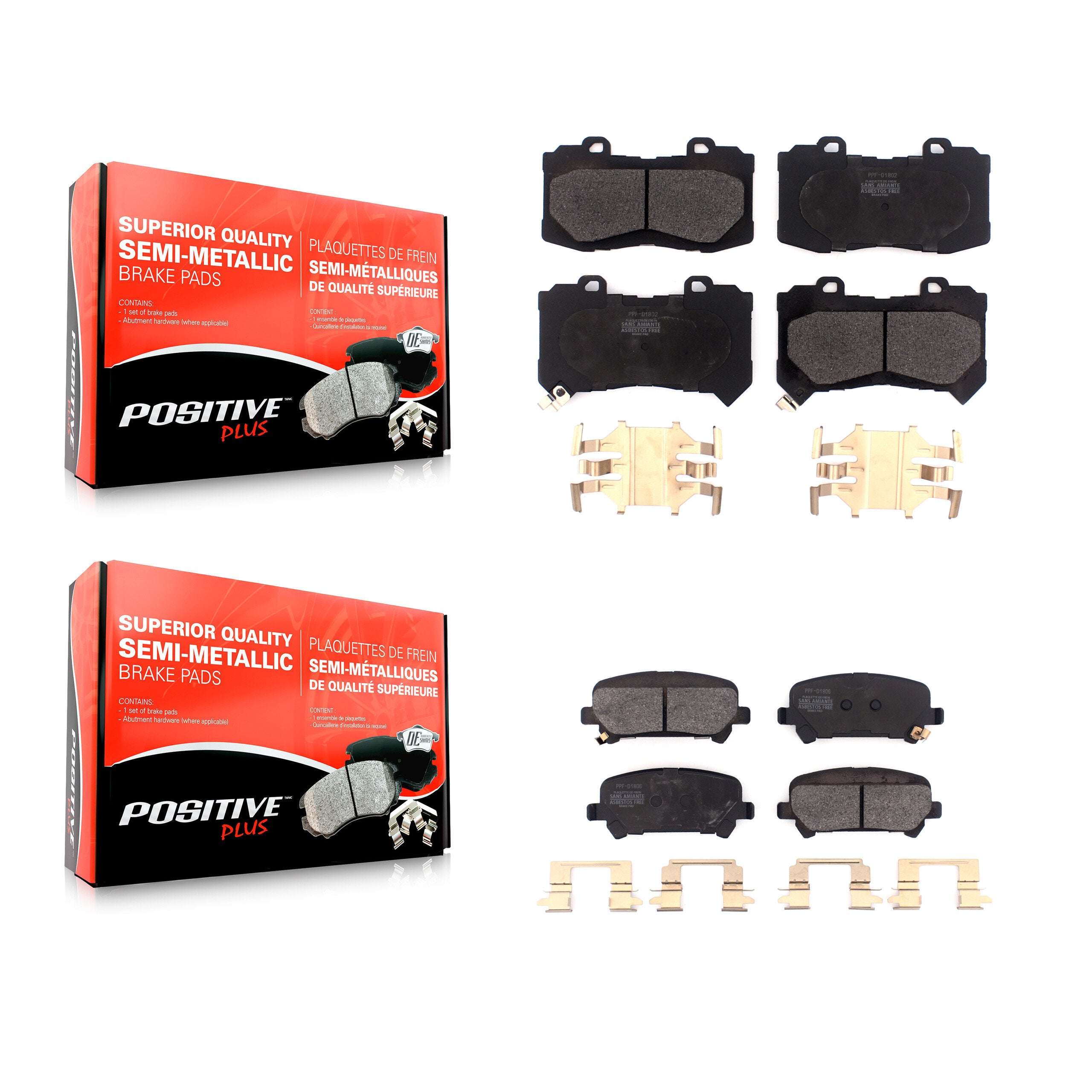 Positive Plus KPF-100482 Disc Brake Pad for 2015-2020 Chevrolet Colorado, GMC Canyon - Front and Rear