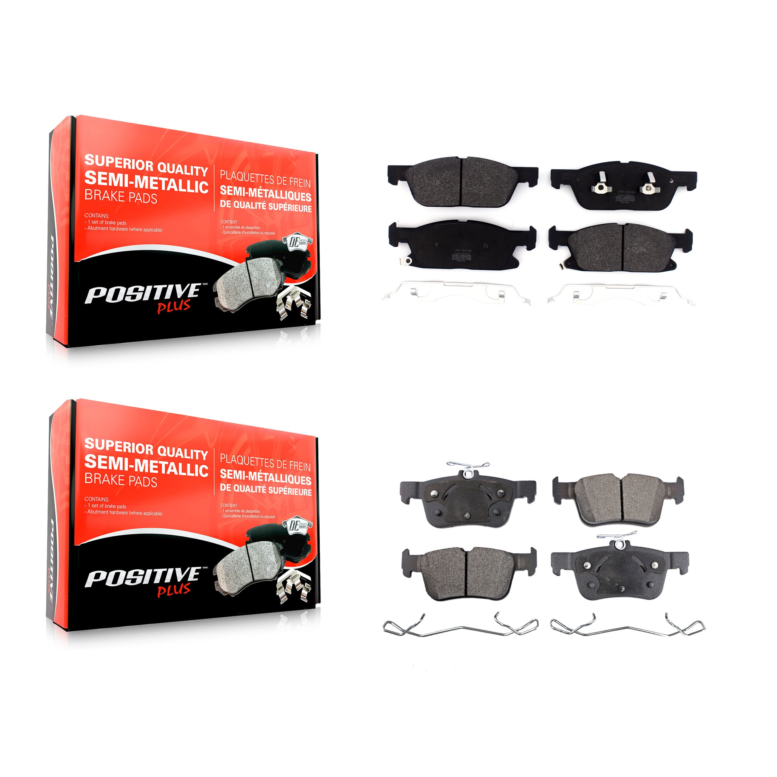 Positive Plus KPF-100486 Disc Brake Pad for 2017-2020 Ford Fusion, Lincoln Continental, Lincoln MKZ - Front and Rear