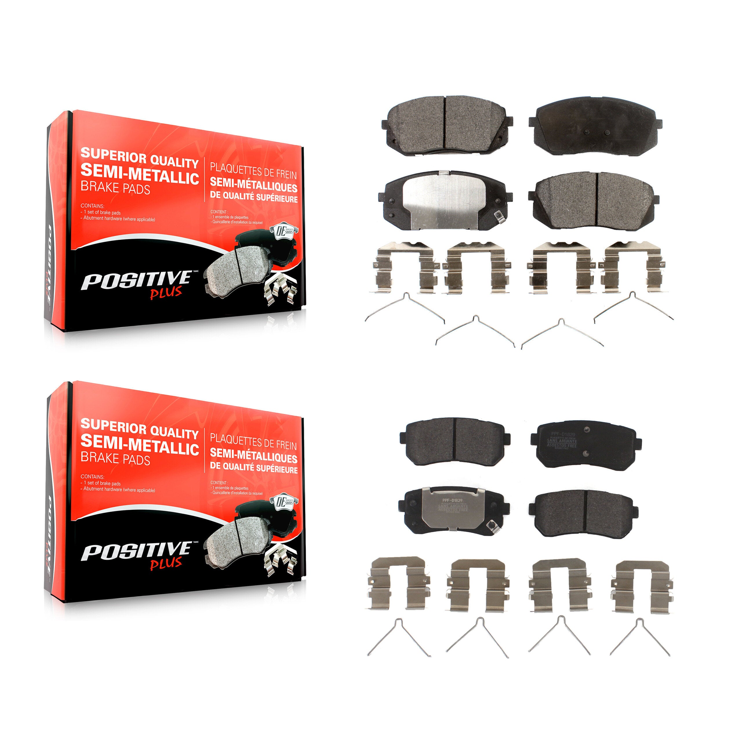 Positive Plus KPF-100487 Disc Brake Pad for 2016-2020 Kia Optima, Hyundai Sonata - Front and Rear