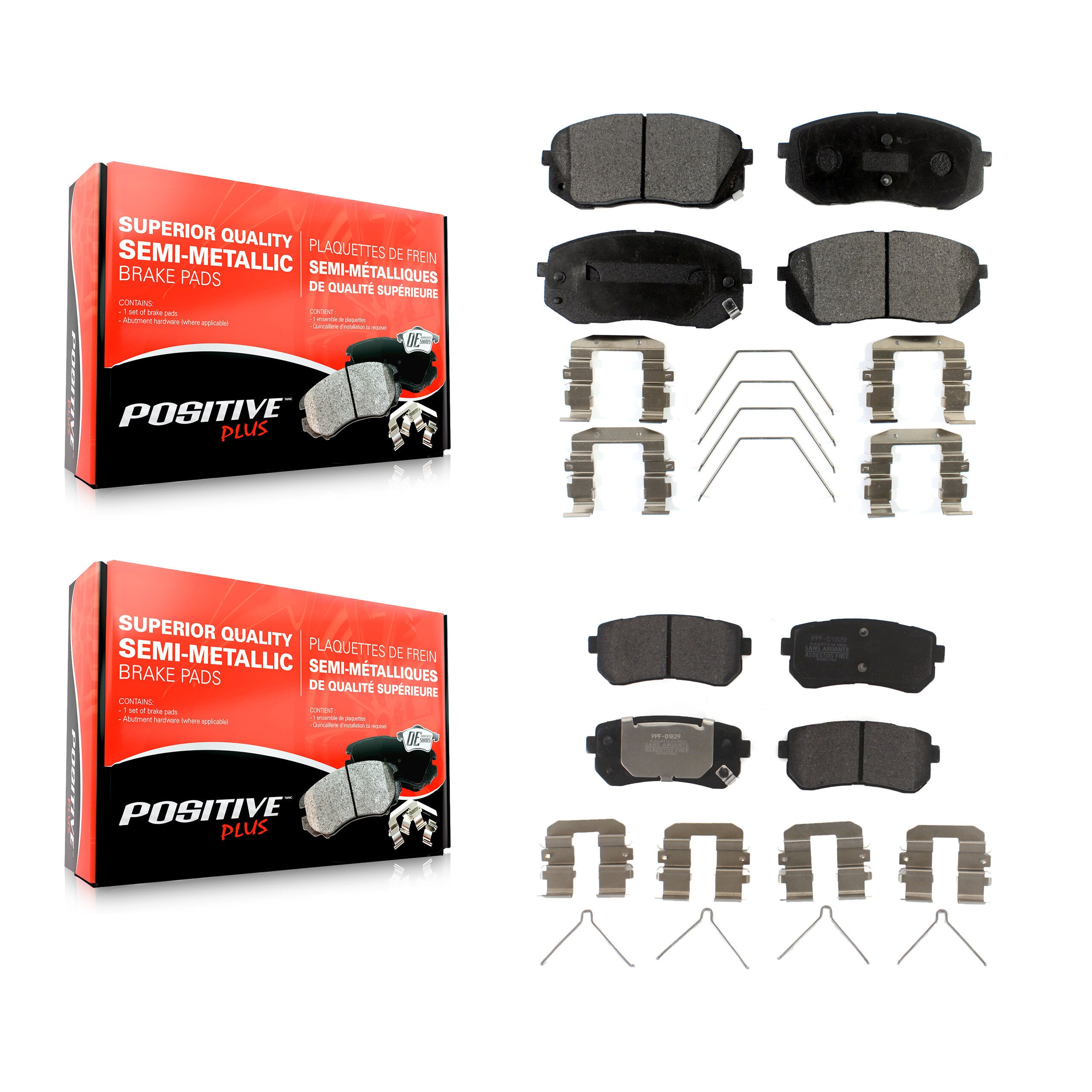 Positive Plus KPF-100488 Disc Brake Pad for 2016-2020 Kia Optima - Front and Rear