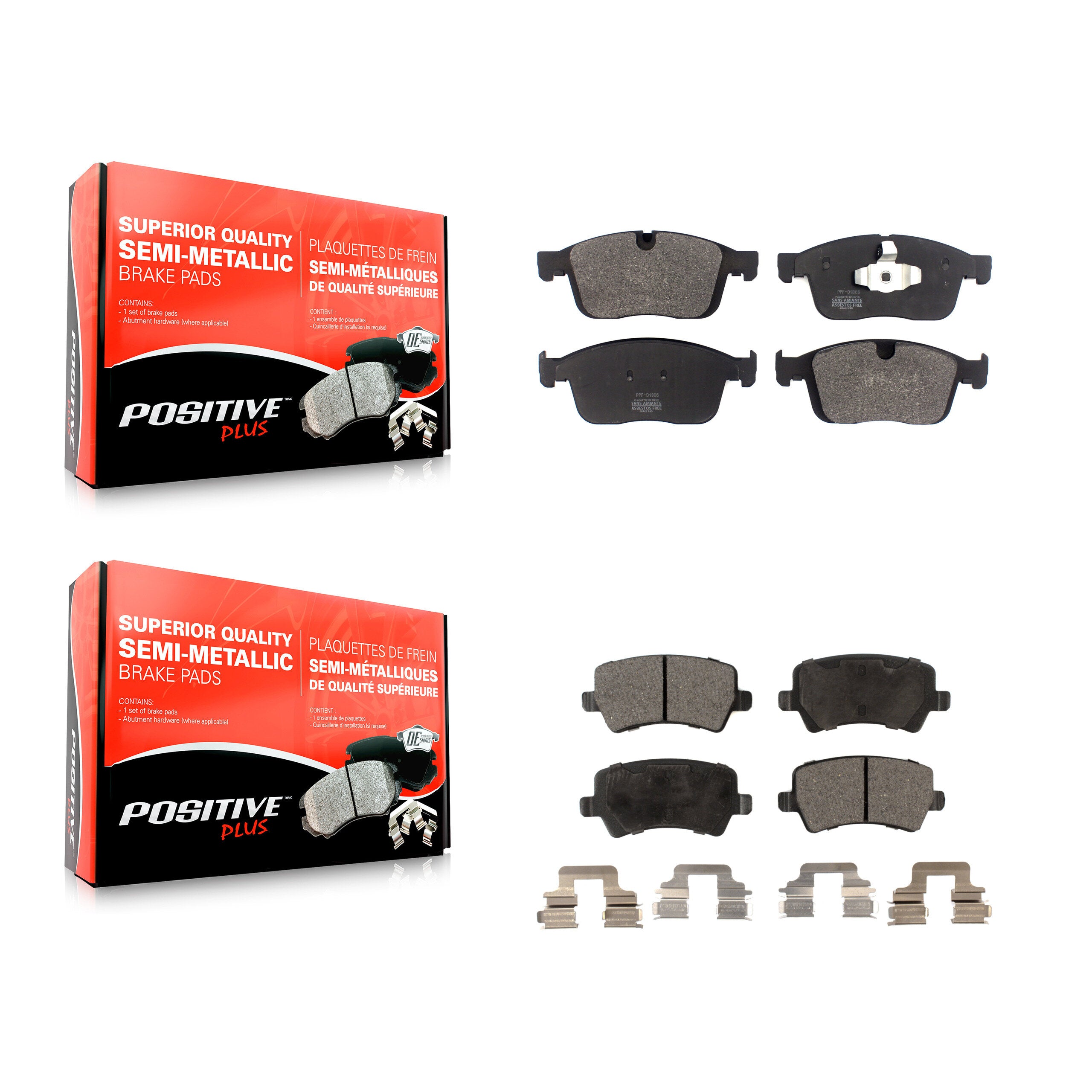 Positive Plus KPF-100489 Disc Brake Pad for 2016-2017 Volvo XC60 - Front and Rear
