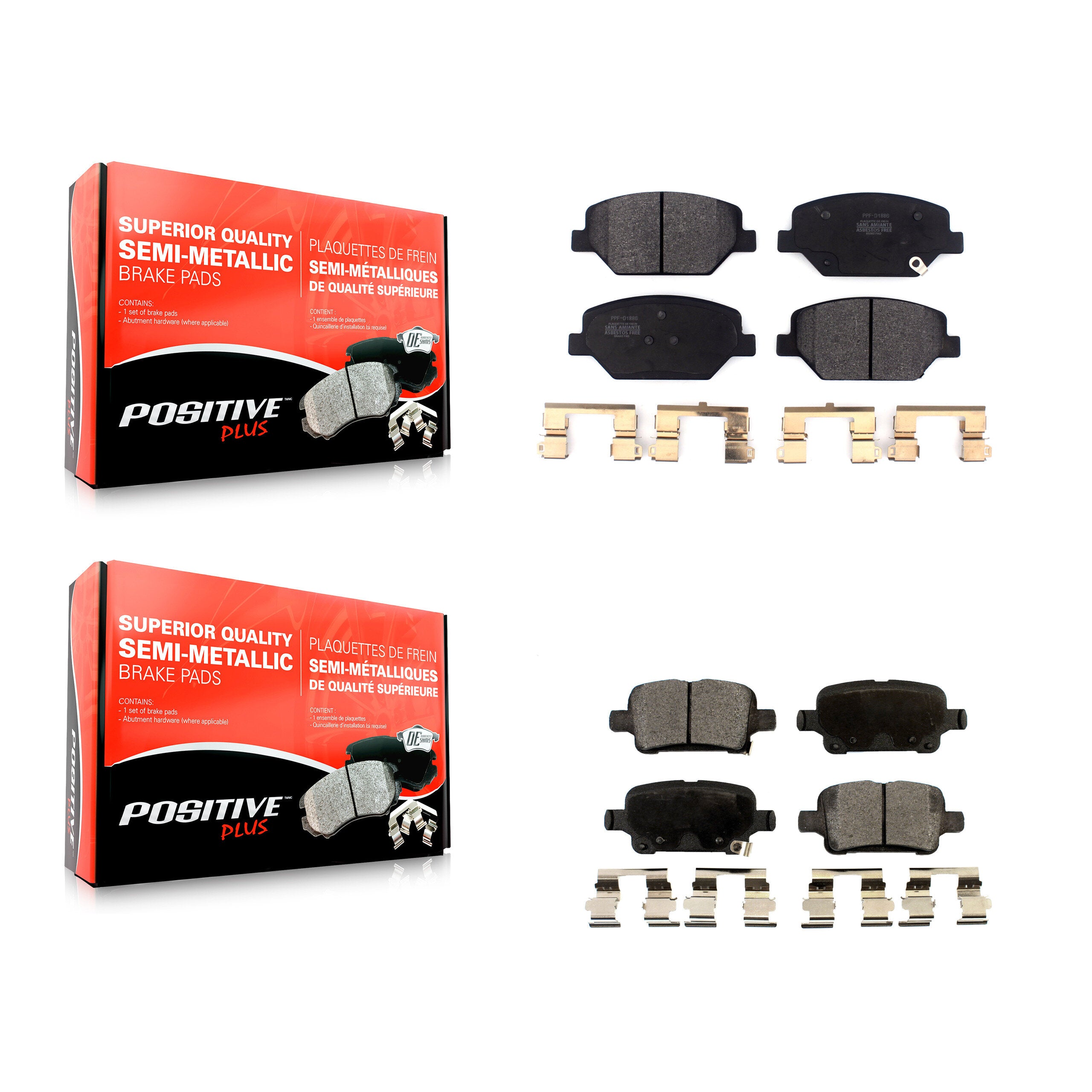 Positive Plus KPF-100490 Disc Brake Pad for 2017-2020 Buick Regal Sportback, Chevrolet Equinox and More - Front and Rear