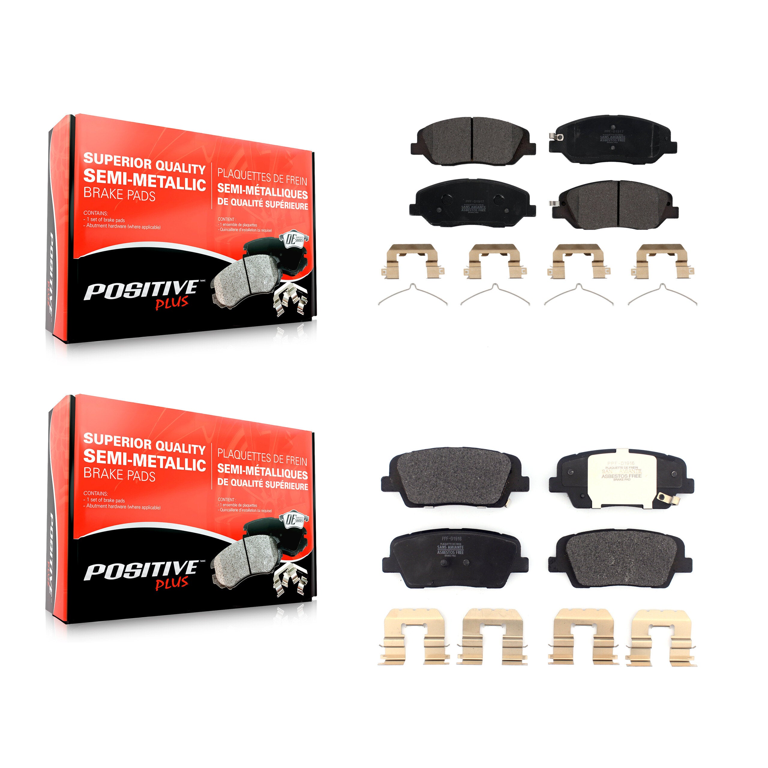 Positive Plus KPF-100495 Disc Brake Pad for 2017-2019 Hyundai Santa Fe, Hyundai Santa Fe XL - Front and Rear