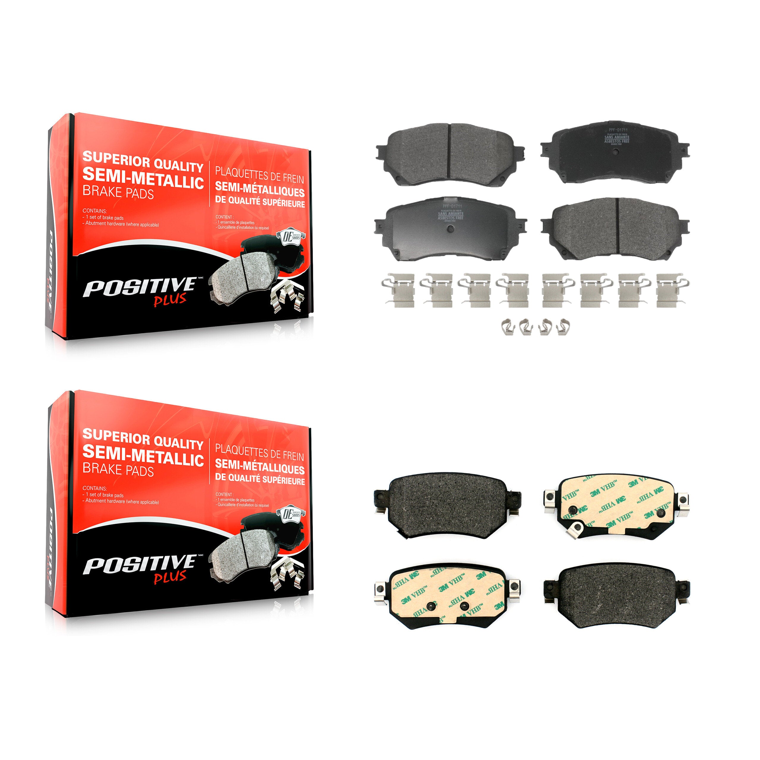 Positive Plus KPF-100500 Disc Brake Pad for 2016-2021 Mazda 6 - Front and Rear