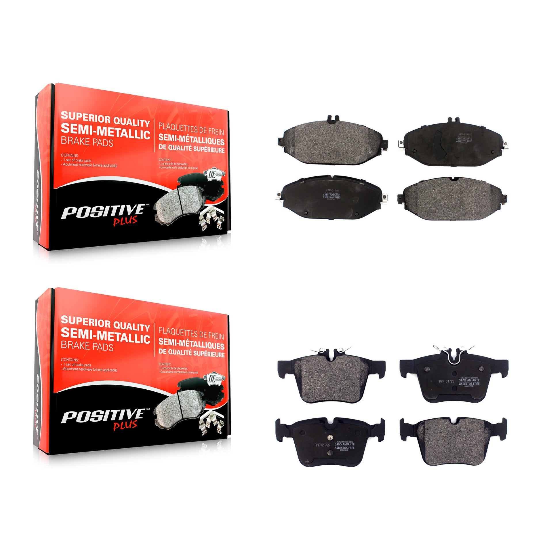 Positive Plus KPF-100503 Disc Brake Pad for 2015-2021 Mercedes-Benz C300 - Front and Rear