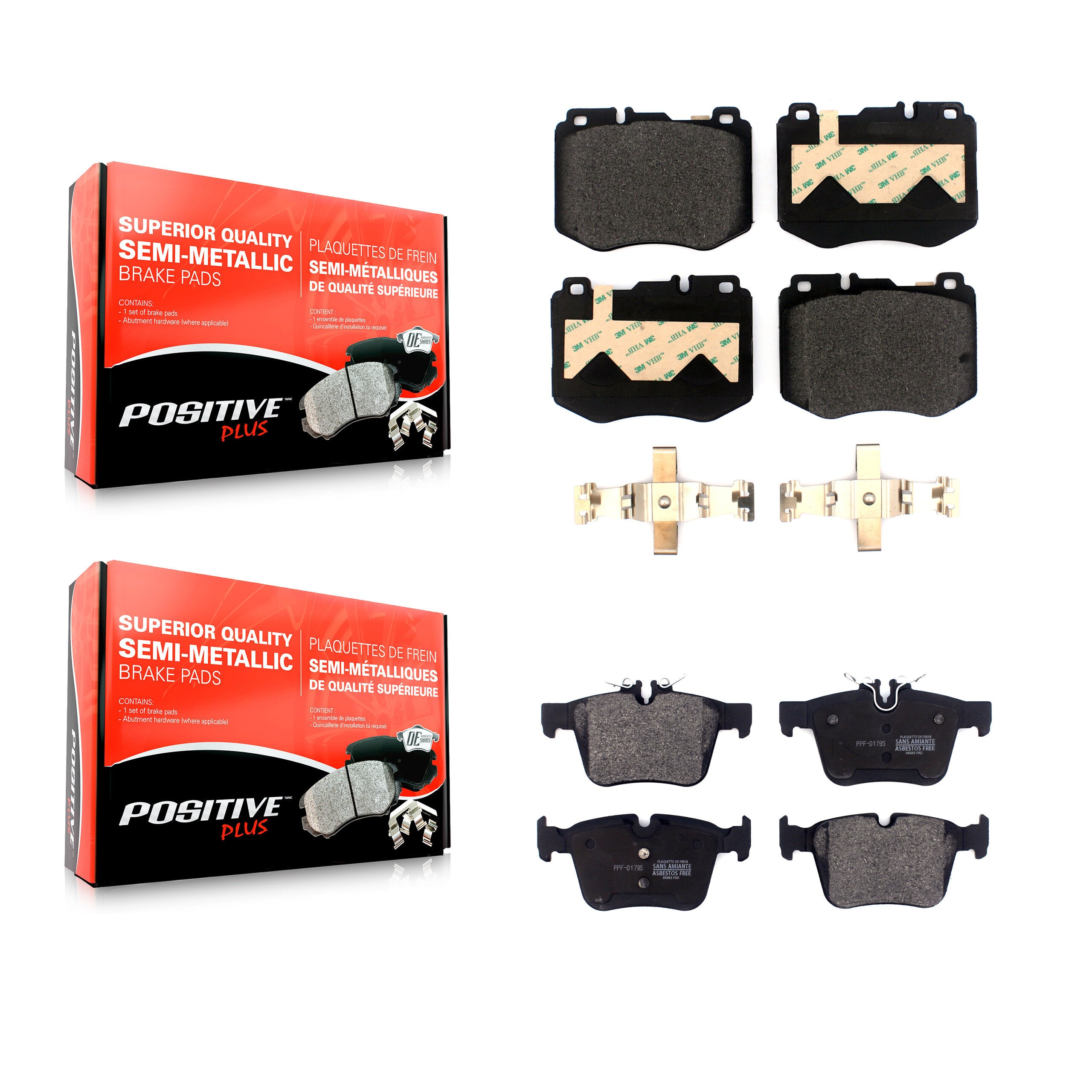Positive Plus KPF-100504 Disc Brake Pad for 2015-2021 Mercedes-Benz C300, Mercedes-Benz C350e, Mercedes-Benz C400 - Front and Rear