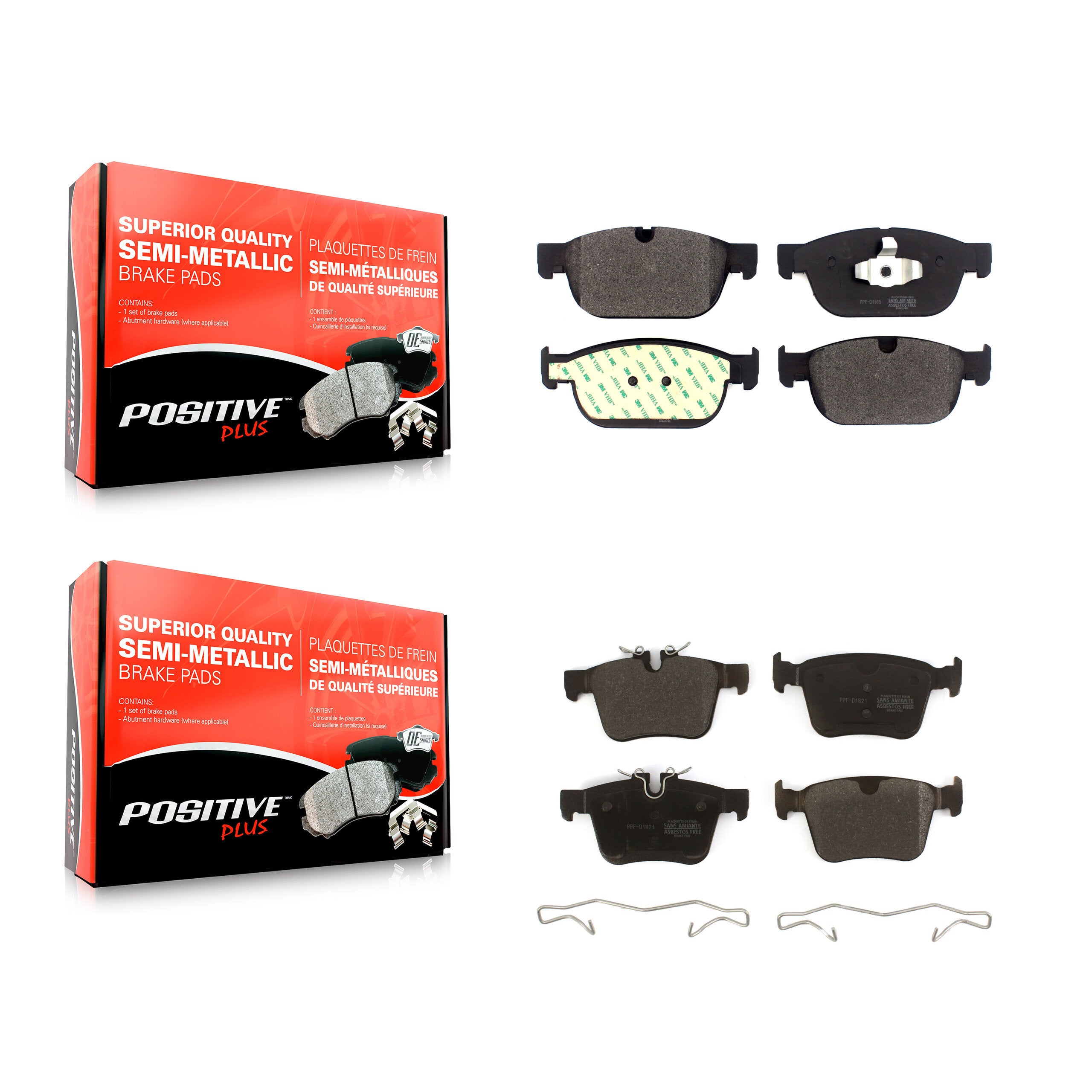 Positive Plus KPF-100506 Disc Brake Pad for 2016-2024 Volvo C40 Recharge, Polestar Polestar 2 and More - Front and Rear