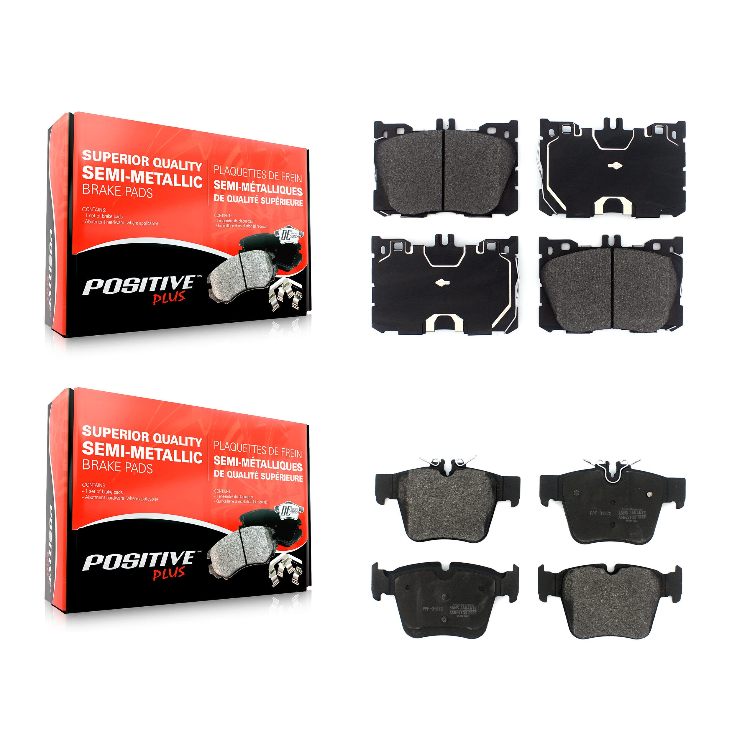 Positive Plus KPF-100508 Disc Brake Pad for 2016-2023 Mercedes-Benz C43 AMG, Mercedes-Benz GLC350e and More - Front and Rear