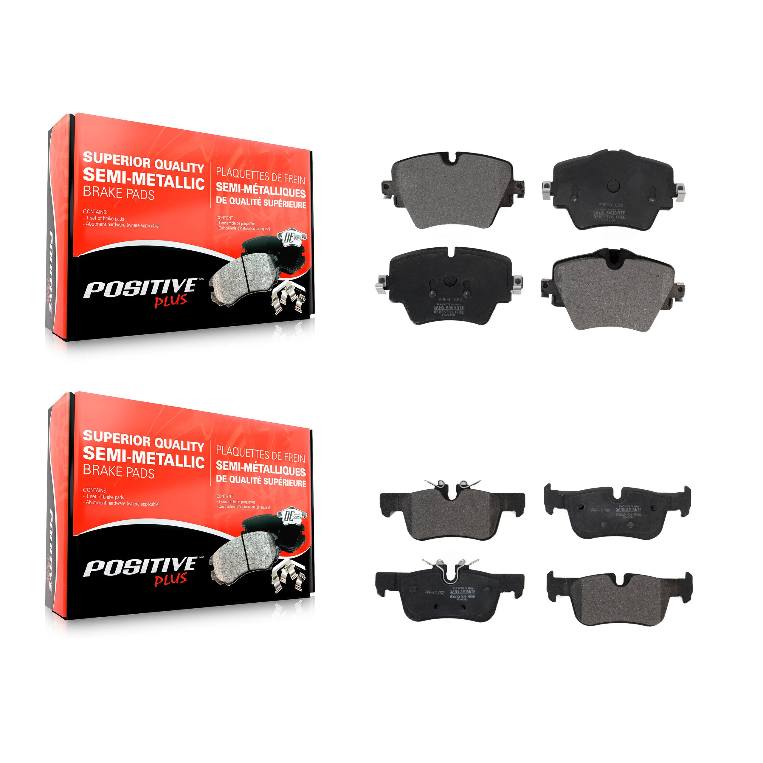 Positive Plus KPF-100510 Disc Brake Pad for 2016-2022 BMW 228i Gran Coupe, Mini Cooper Countryman and More - Front and Rear