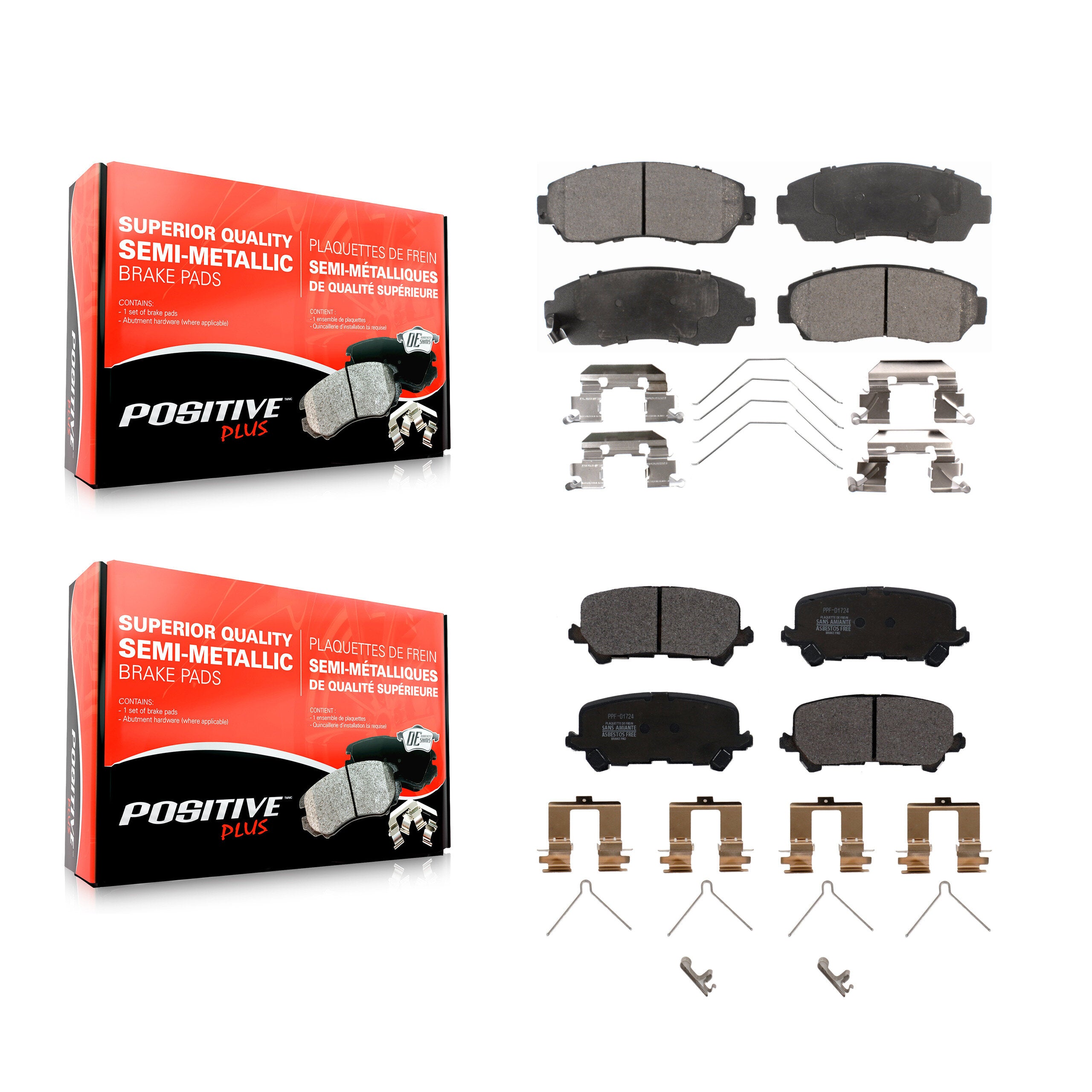 Positive Plus KPF-100524 Disc Brake Pad for 2019-2024 Honda Passport - Front and Rear