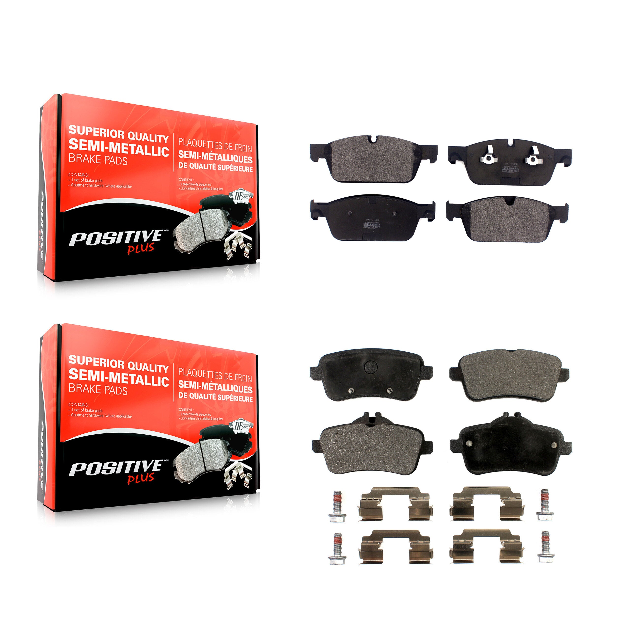 Positive Plus KPF-100525 Disc Brake Pad for 2012-2018 Mercedes-Benz GLS350d, Mercedes-Benz GLE550e and More - Front and Rear