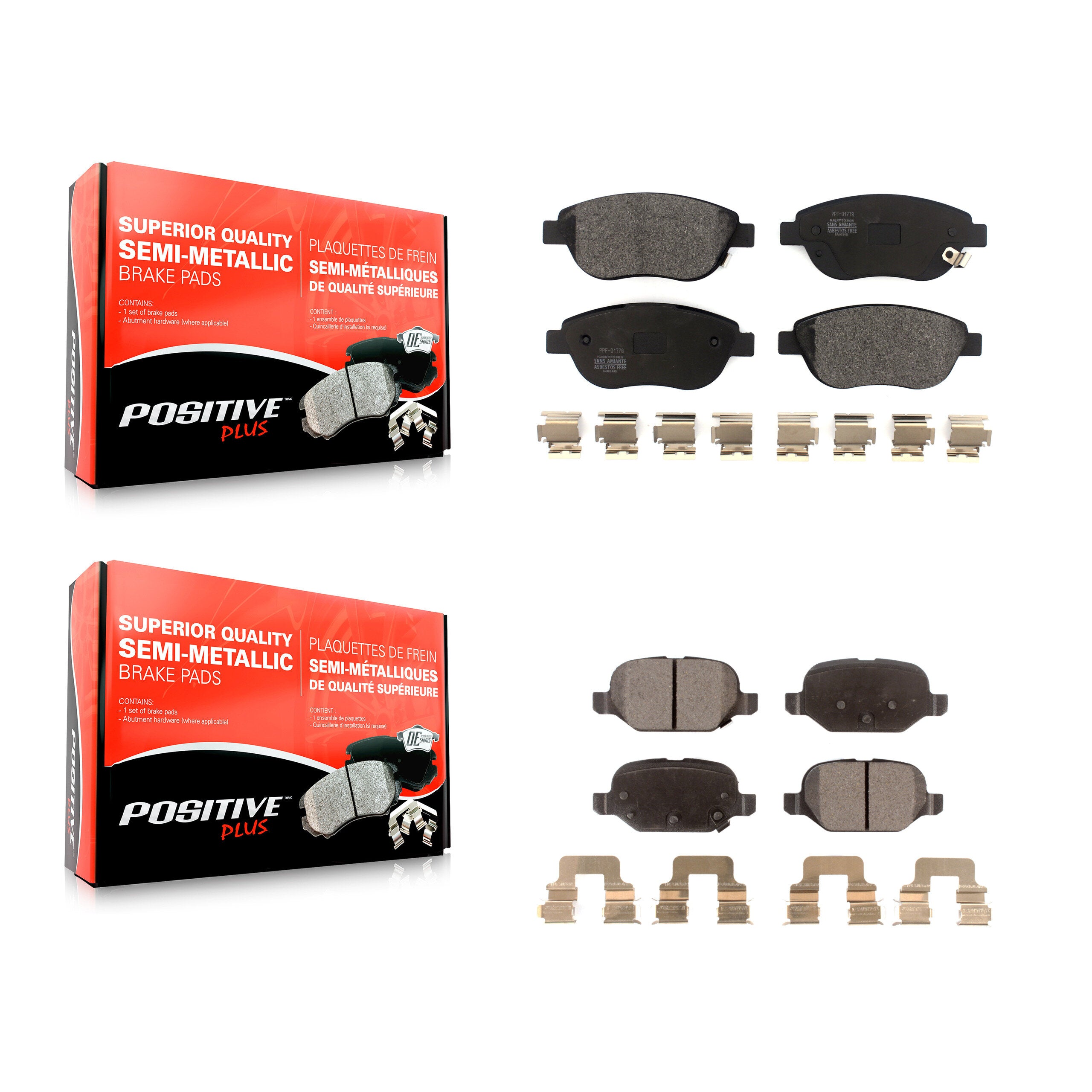 Positive Plus KPF-100528 Disc Brake Pad for 2012-2019 Fiat 500 - Front and Rear