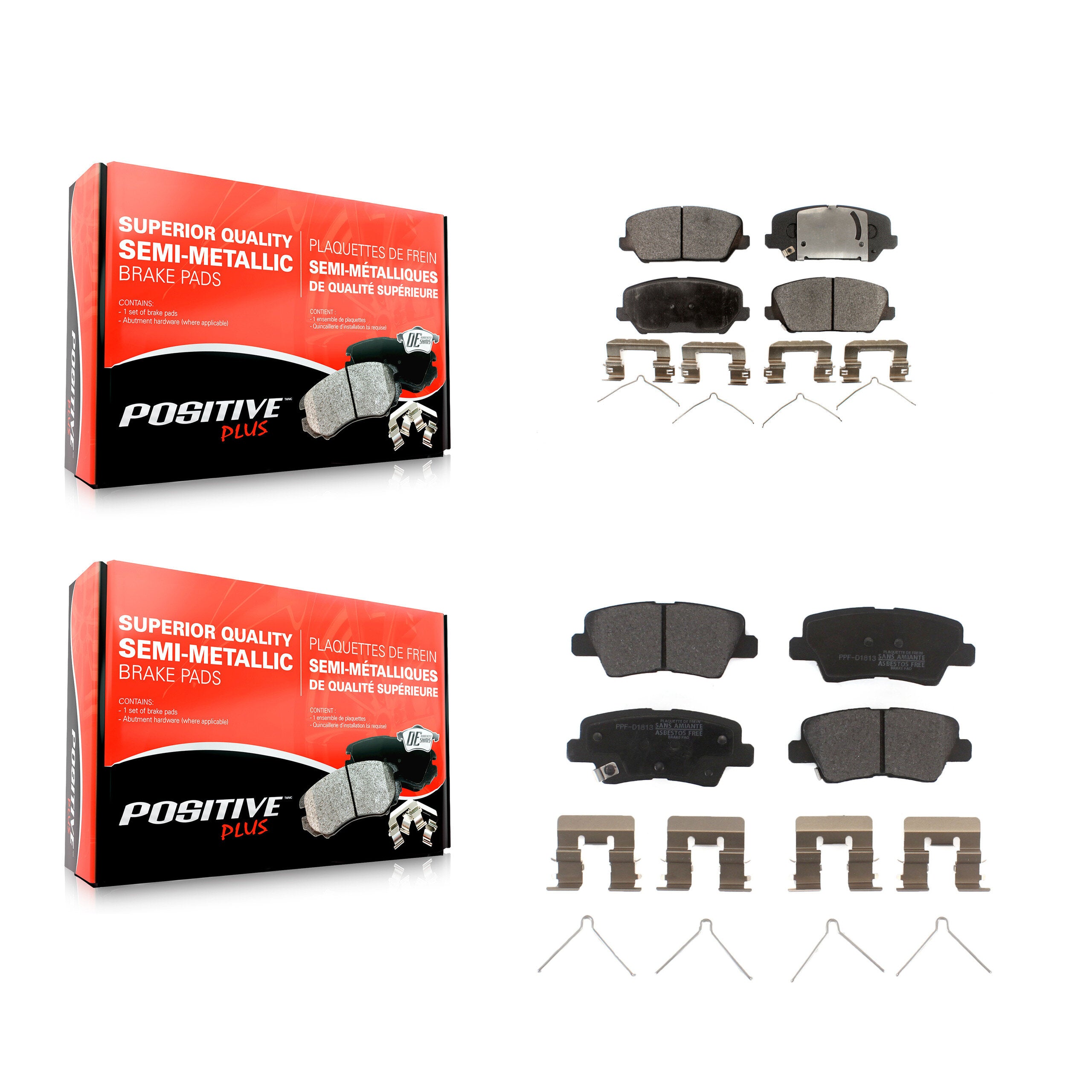 Positive Plus KPF-100533 Disc Brake Pad for 2016-2018 Kia Forte, Kia Forte5, Hyundai Veloster - Front and Rear