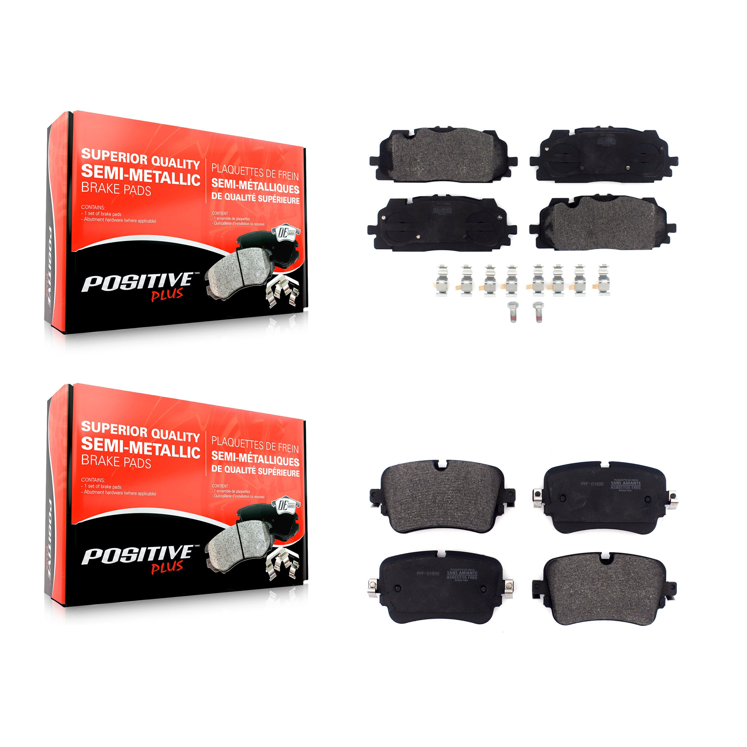 Positive Plus KPF-100535 Disc Brake Pad for 2017-2020 Audi A8 Quattro, Audi Q7, Audi Q8 - Front and Rear