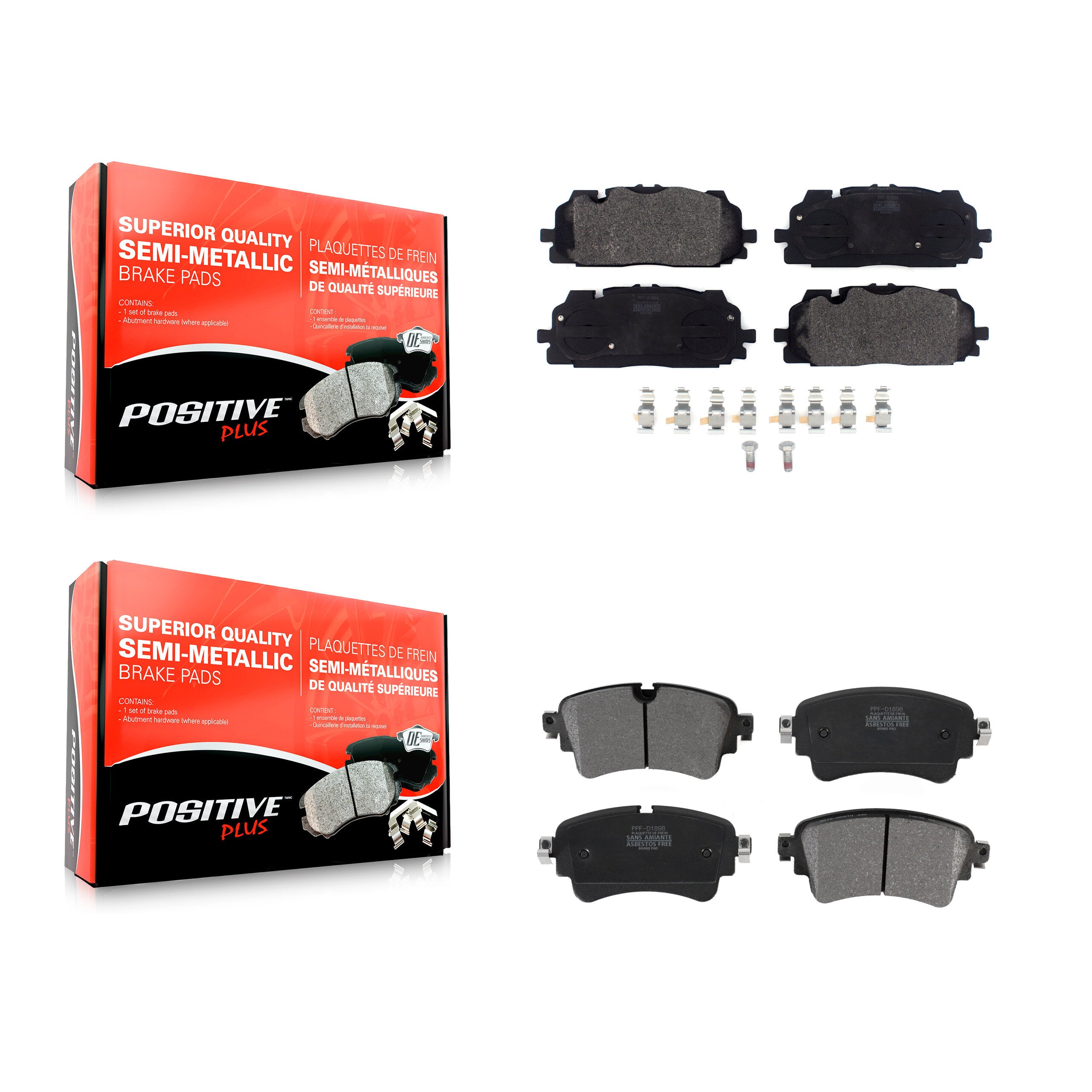 Positive Plus KPF-100536 Disc Brake Pad for 2017-2020 Audi A6 allroad, Audi A6 Quattro and More - Front and Rear