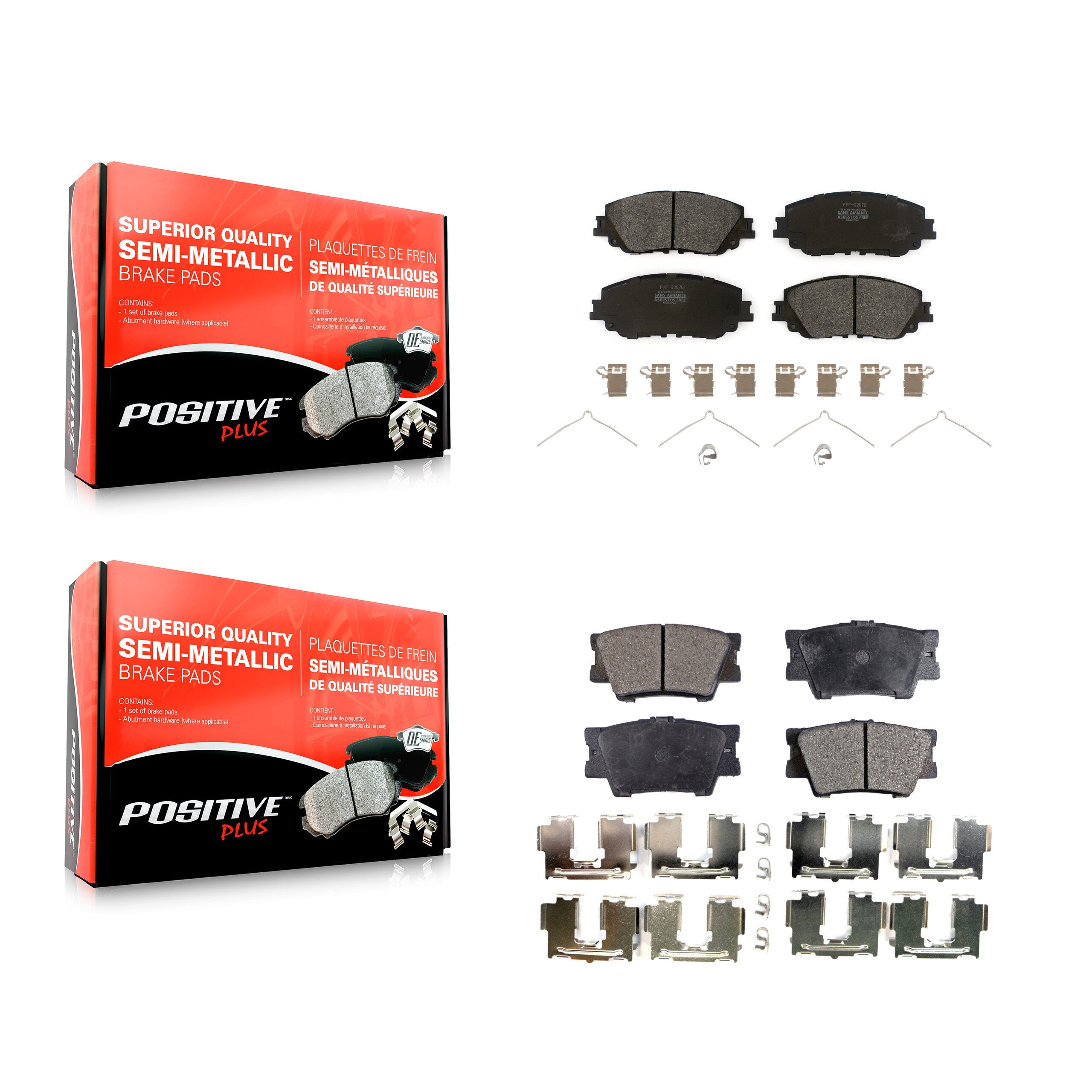 Positive Plus KPF-100540 Disc Brake Pad for 2018-2024 Toyota Camry - Front and Rear