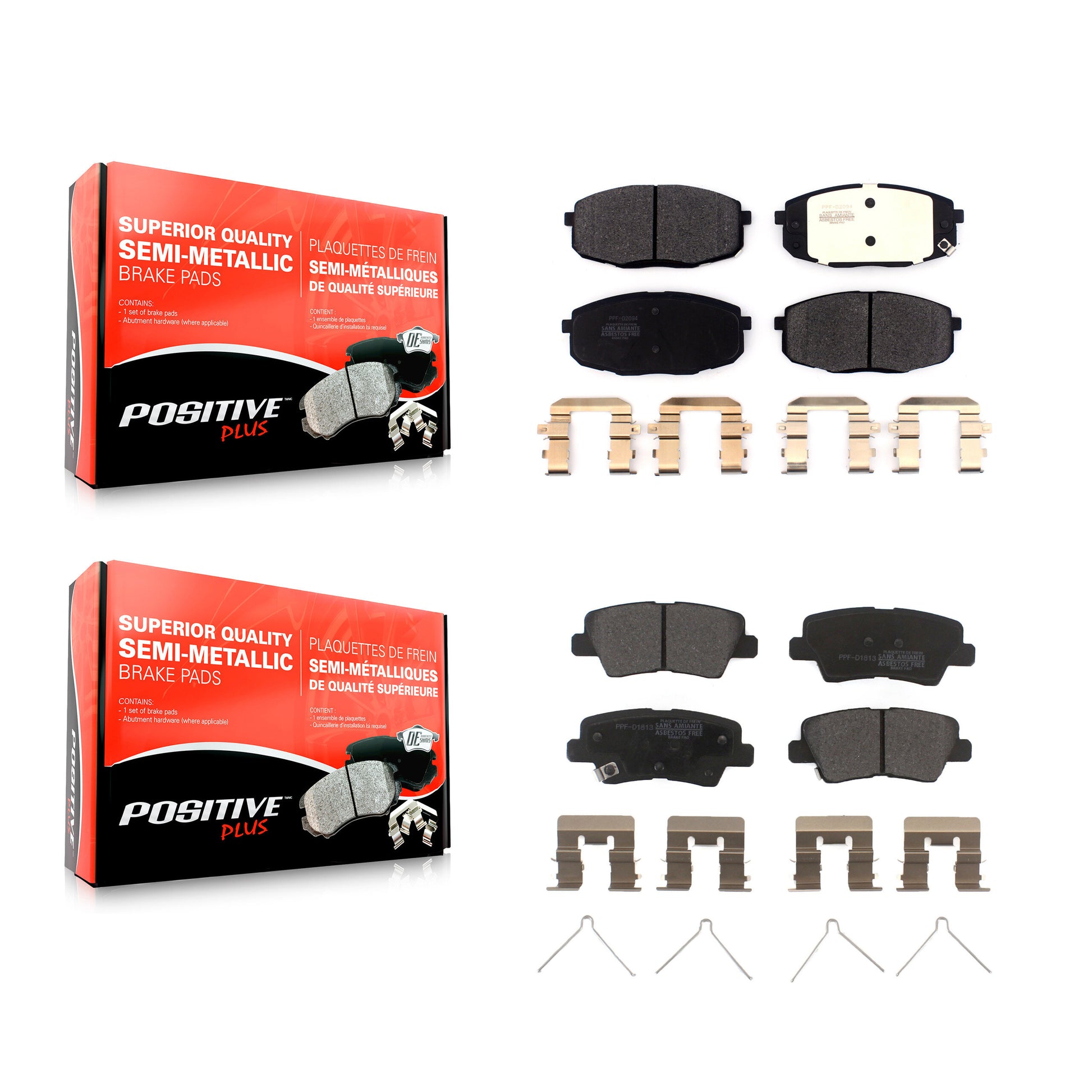 Positive Plus KPF-100543 Disc Brake Pad for 2017-2024 Kia Forte, Hyundai Kona and More - Front and Rear