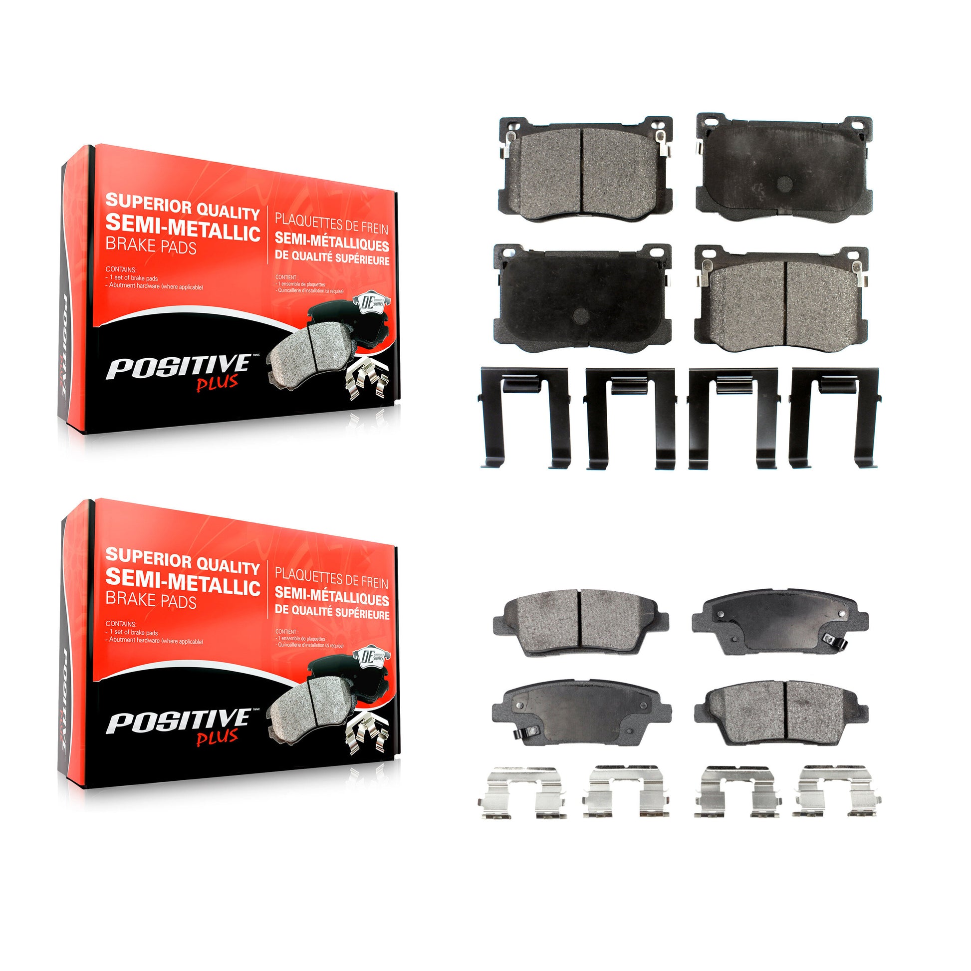 Positive Plus KPF-100556 Disc Brake Pad for 2015-2017 Genesis G80, Hyundai Genesis, Kia K900 - Front and Rear