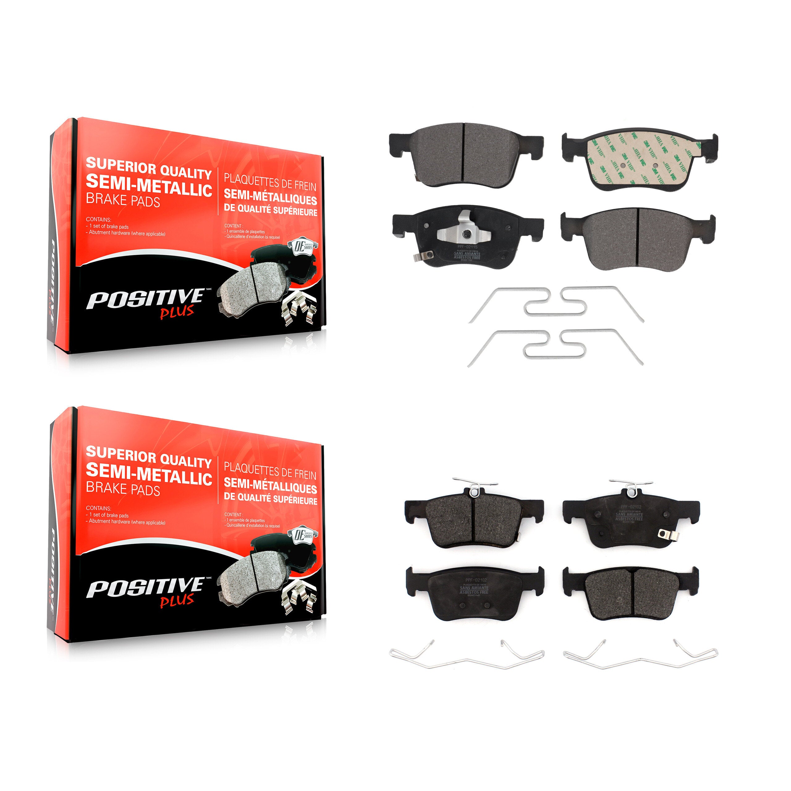 Positive Plus KPF-100562 Disc Brake Pad for 2018-2024 Honda Accord, Honda Civic - Front and Rear