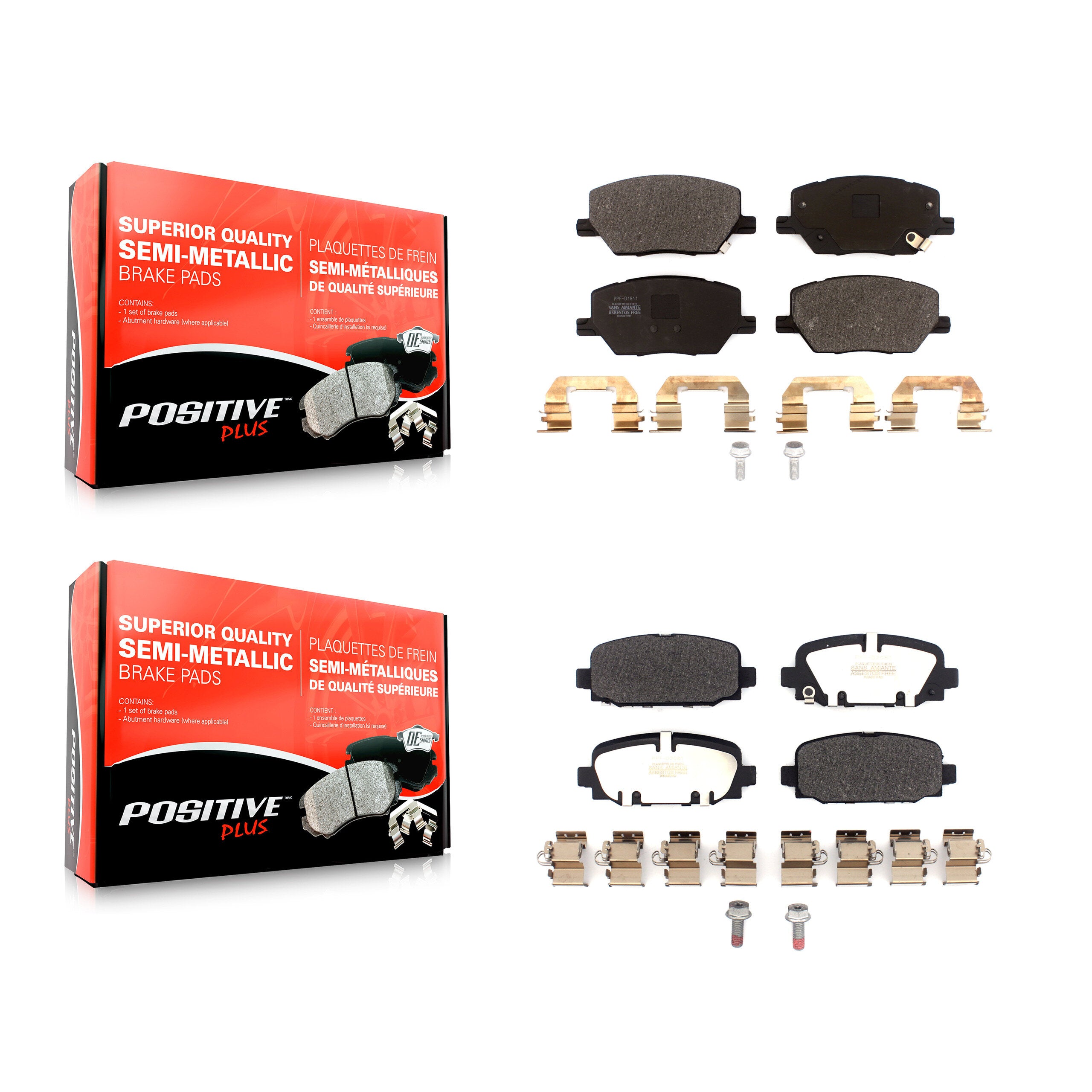 Positive Plus KPF-100563 Disc Brake Pad for 2018-2023 Jeep Compass - Front and Rear