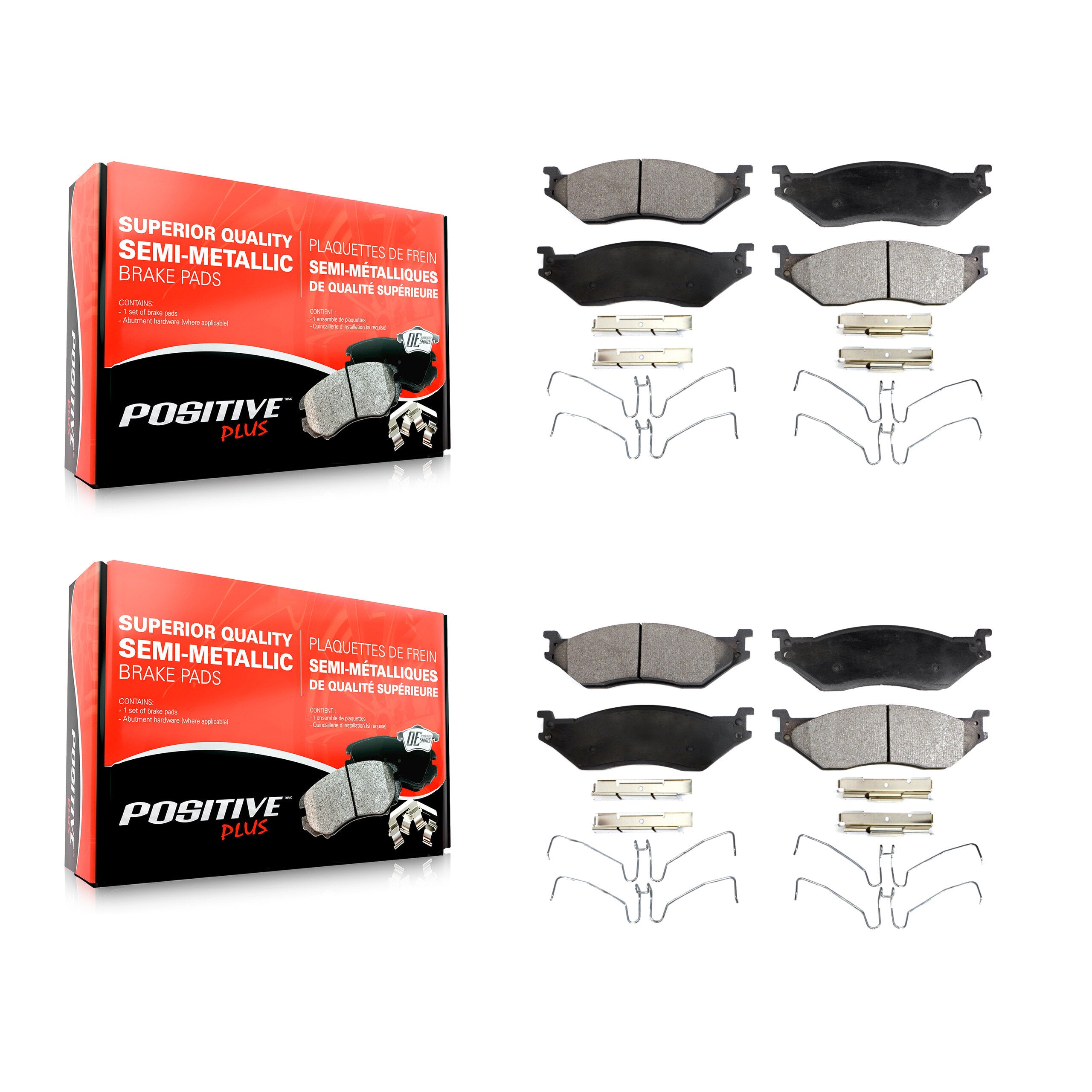 Positive Plus KPF-100569 Disc Brake Pad for 1999-2021 Ford F-53 Motorhome Chassis, Ford F-59 Commercial Stripped Chassis and More - Front and Rear