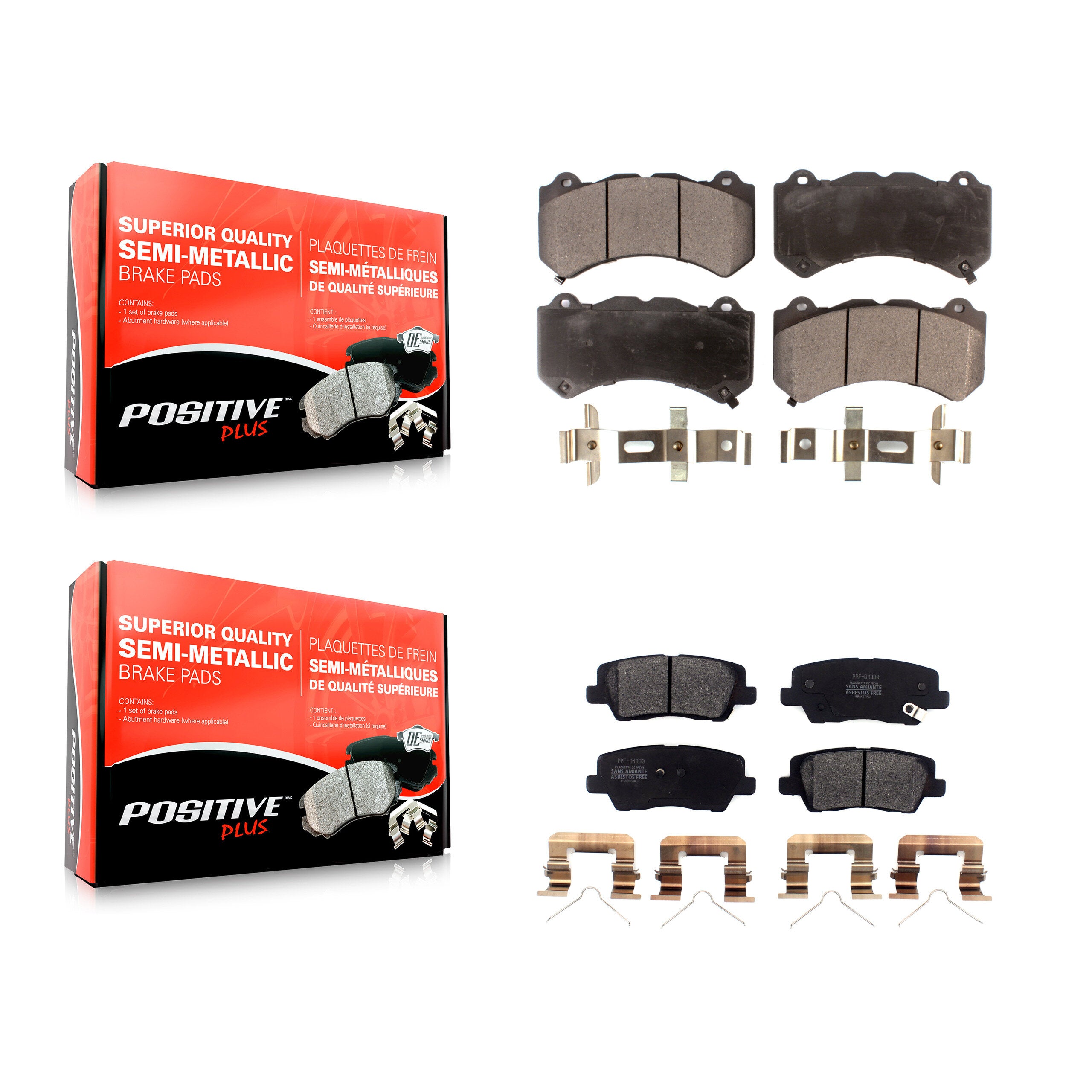 Positive Plus KPF-100586 Disc Brake Pad for 2016 Cadillac CTS - Front and Rear