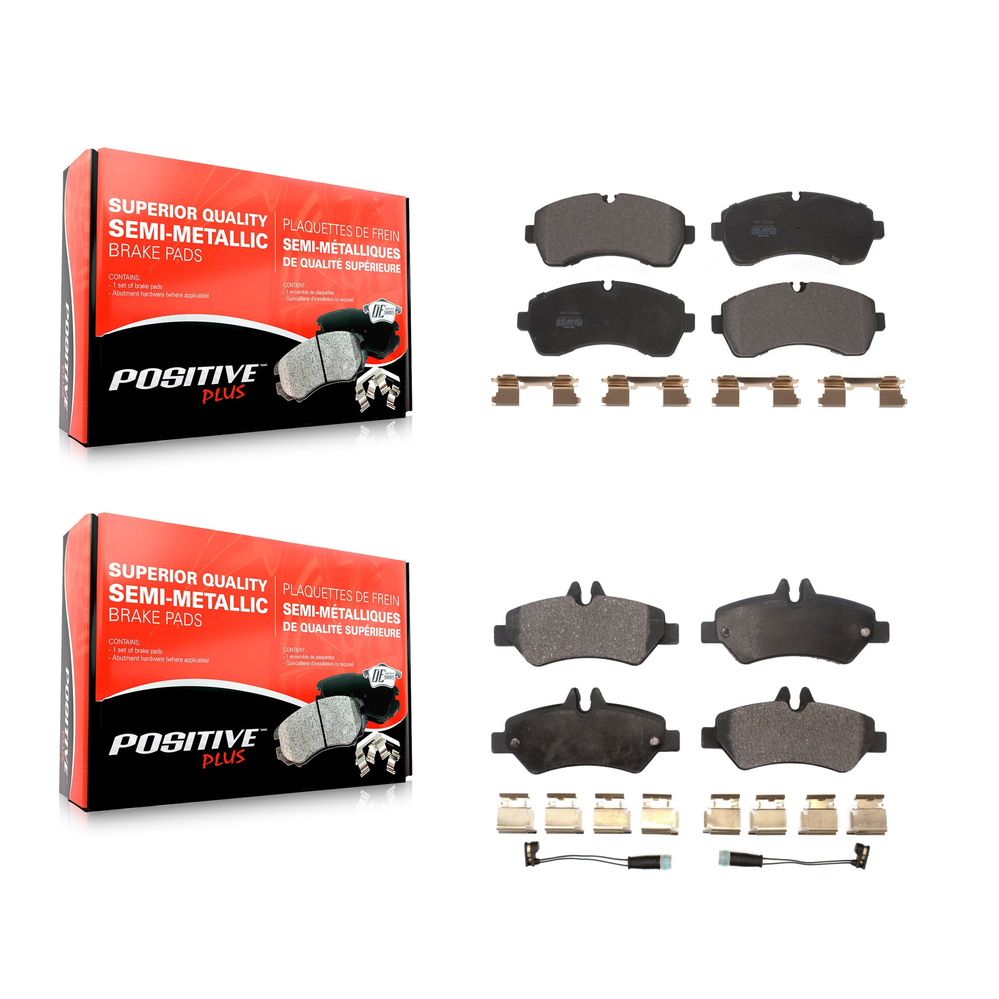 Positive Plus KPF-100591 Disc Brake Pad for 2007-2018 Freightliner Sprinter 3500, Mercedes-Benz Sprinter 3500, Dodge Sprinter 3500 - Front and Rear