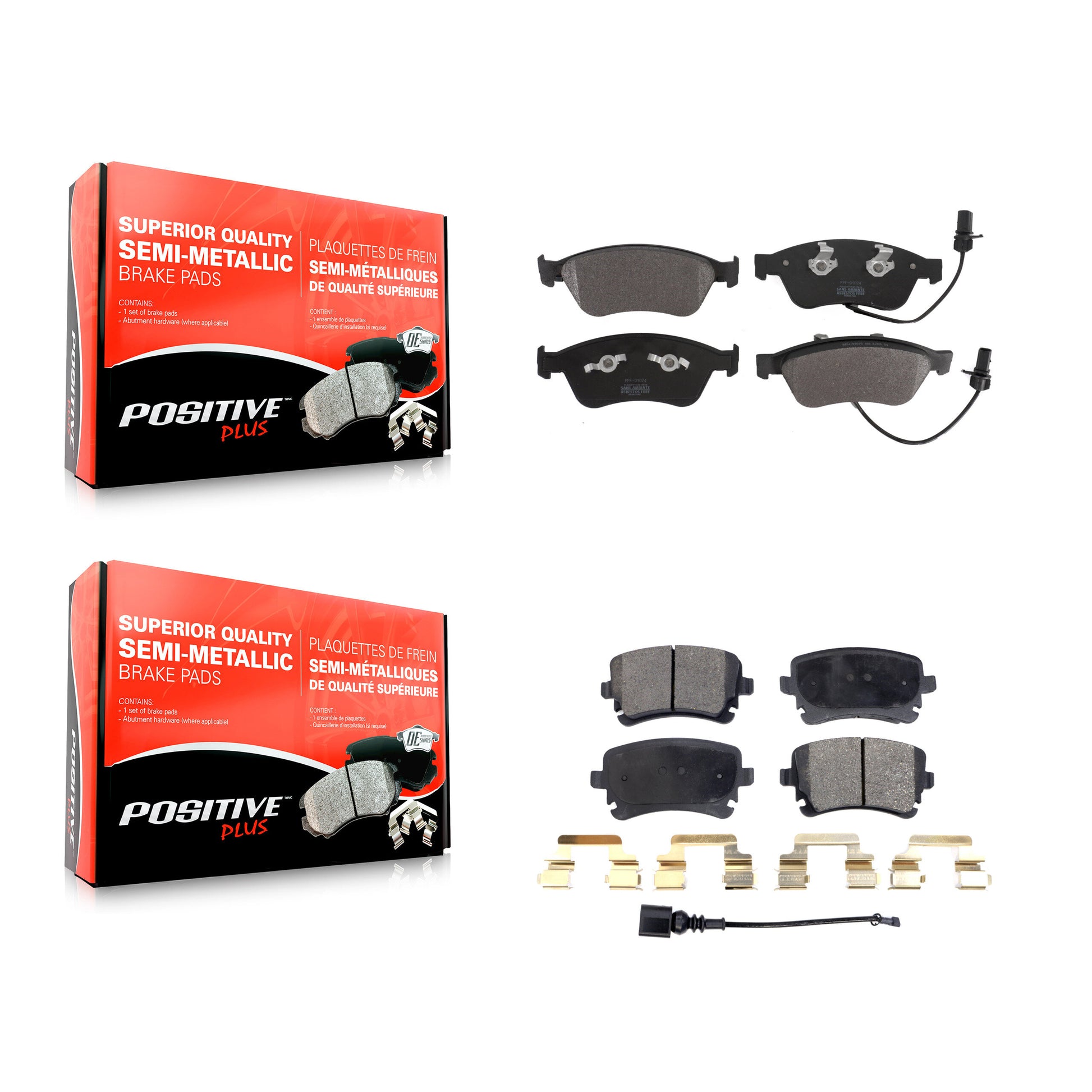 Positive Plus KPF-100595 Disc Brake Pad for 2004-2011 Audi S6, Audi A8 Quattro and More - Front and Rear
