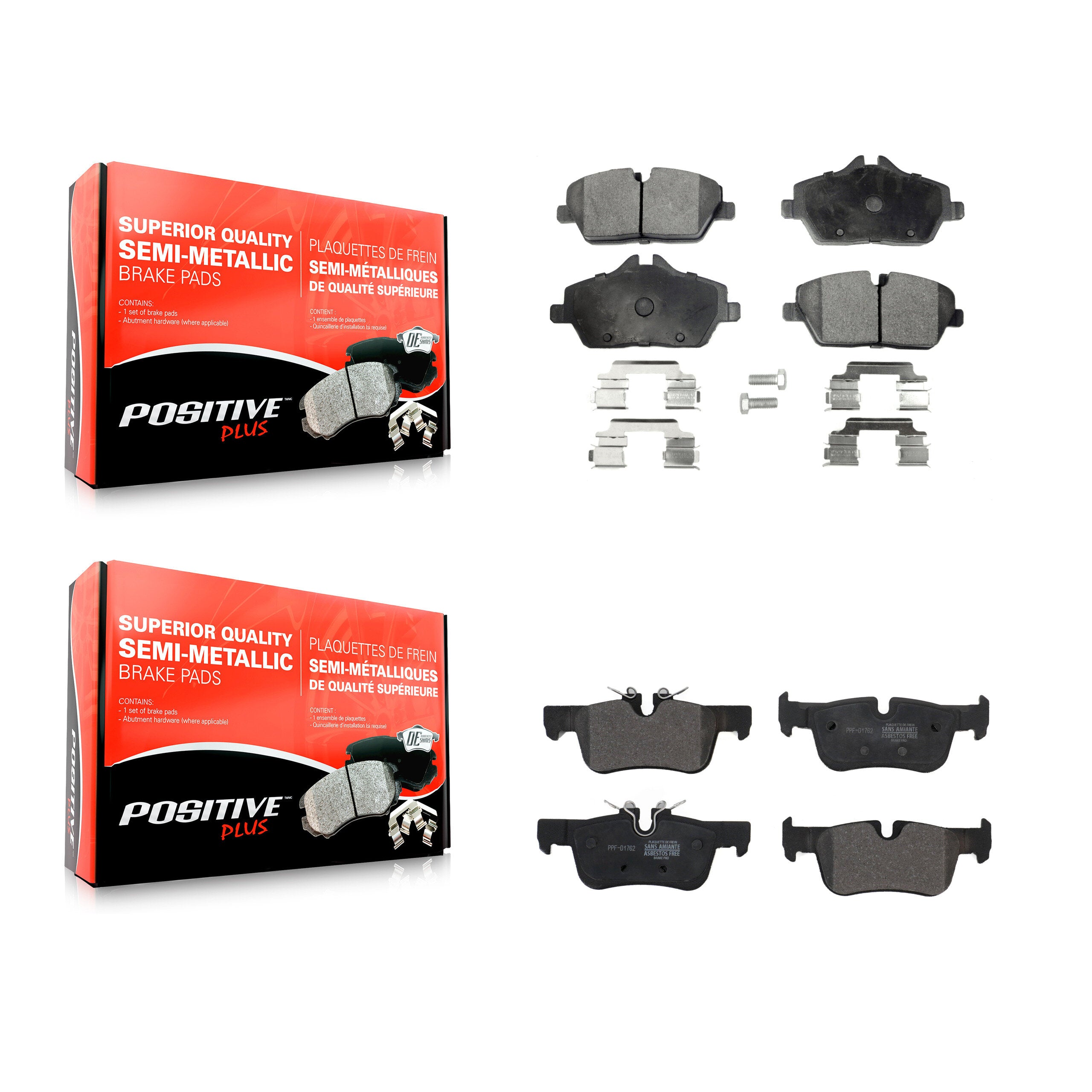 Positive Plus KPF-100598 Disc Brake Pad for 2014-2018 BMW i3s, BMW i3 - Front and Rear