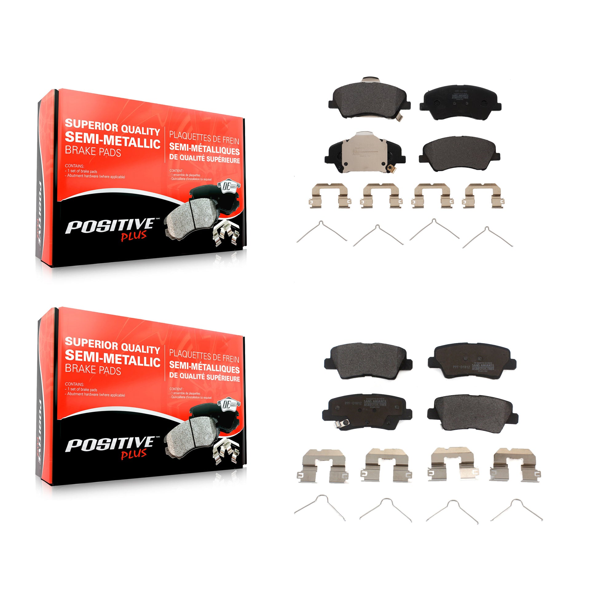 Positive Plus KPF-100599 Disc Brake Pad for 2018-2023 Kia Rio, Hyundai Accent - Front and Rear