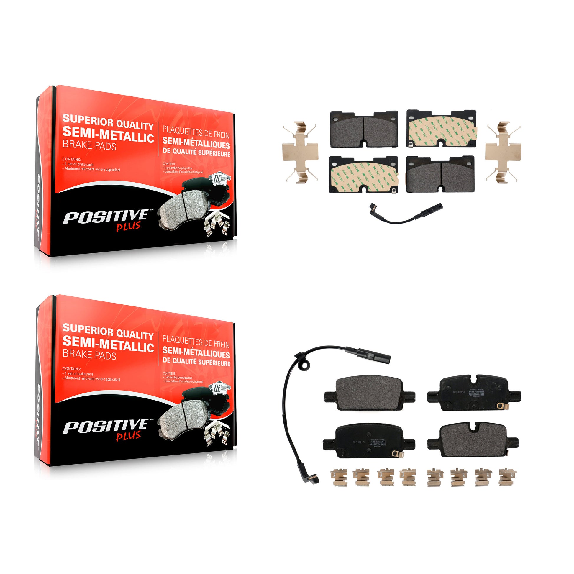 Positive Plus KPF-100608 Disc Brake Pad for 2019-2024 Chevrolet Silverado 1500 LTD, GMC Sierra 1500 Limited and More - Front and Rear