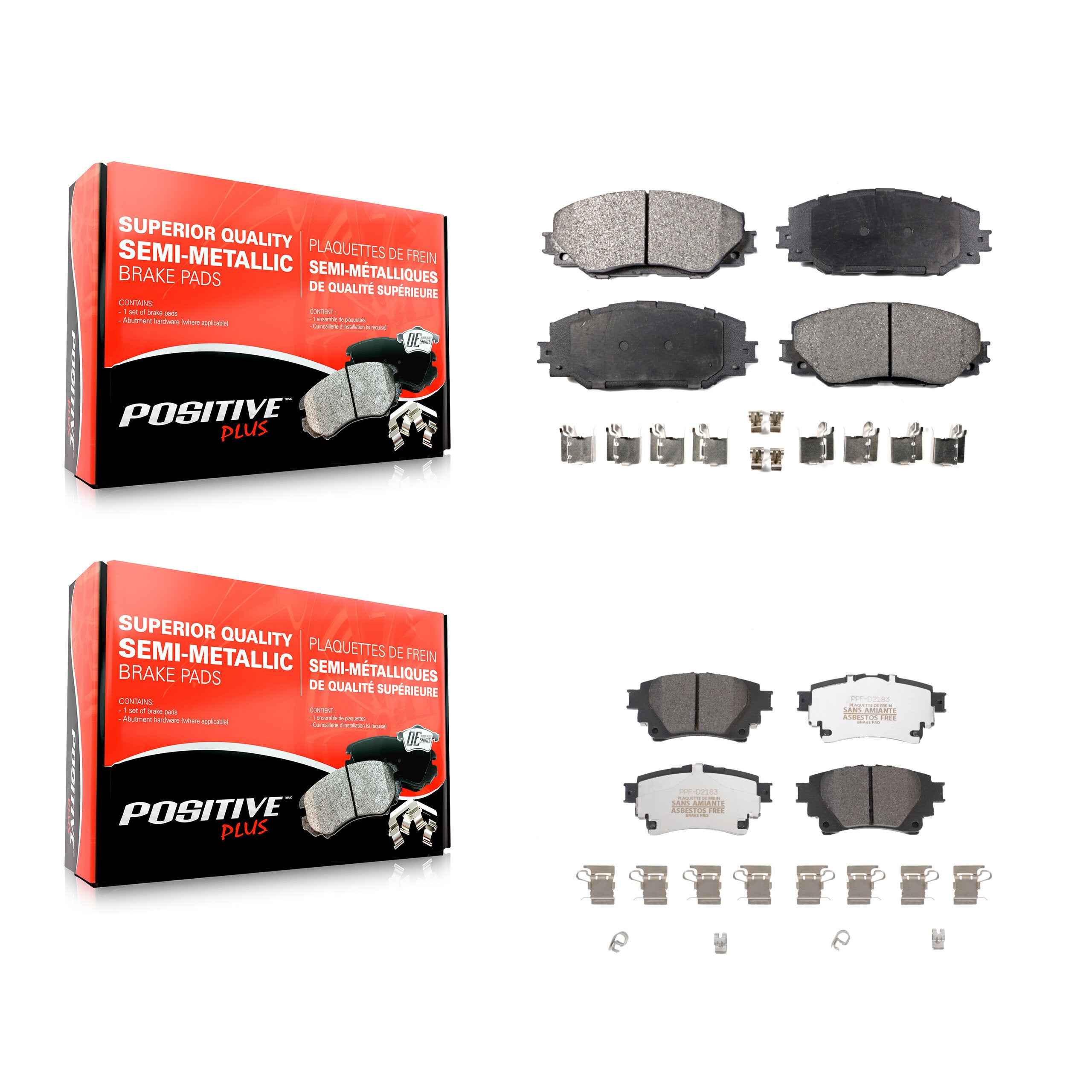Positive Plus KPF-100613 Disc Brake Pad for 2019 Toyota Corolla - Front and Rear