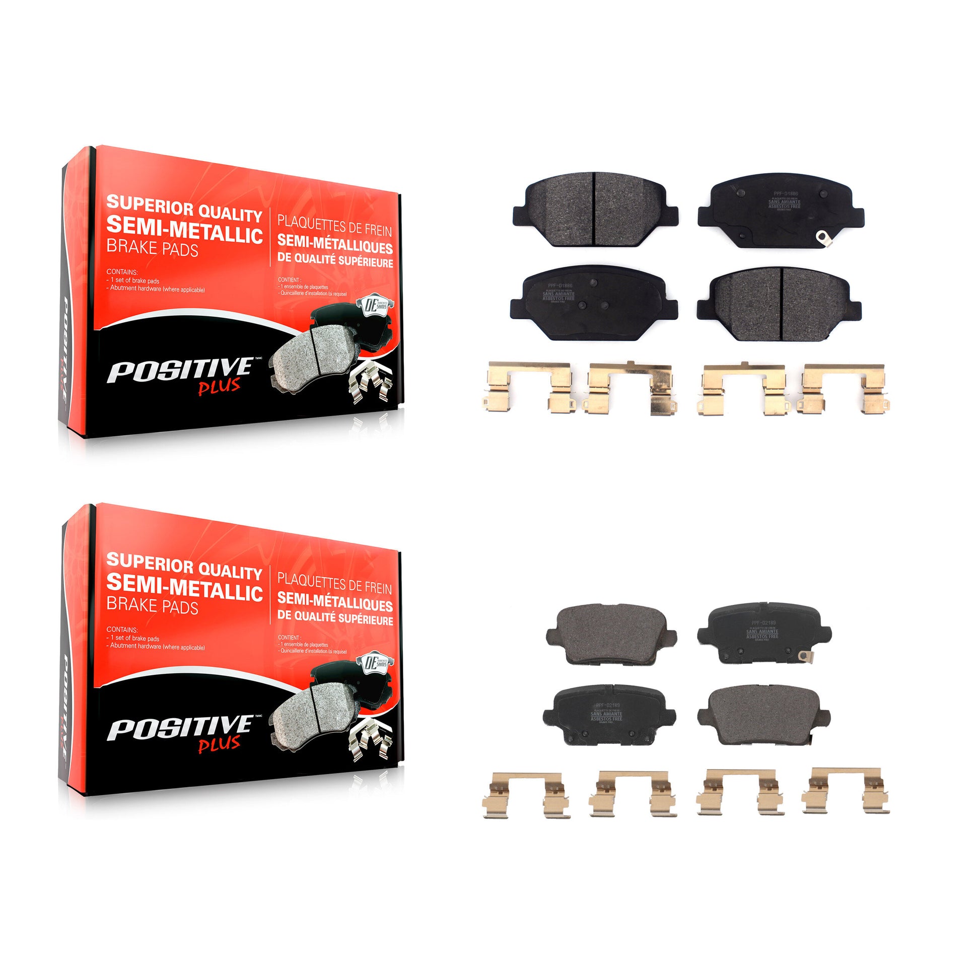 Positive Plus KPF-100614 Disc Brake Pad for 2018-2020 Buick Regal Sportback, Cadillac XT4 - Front and Rear
