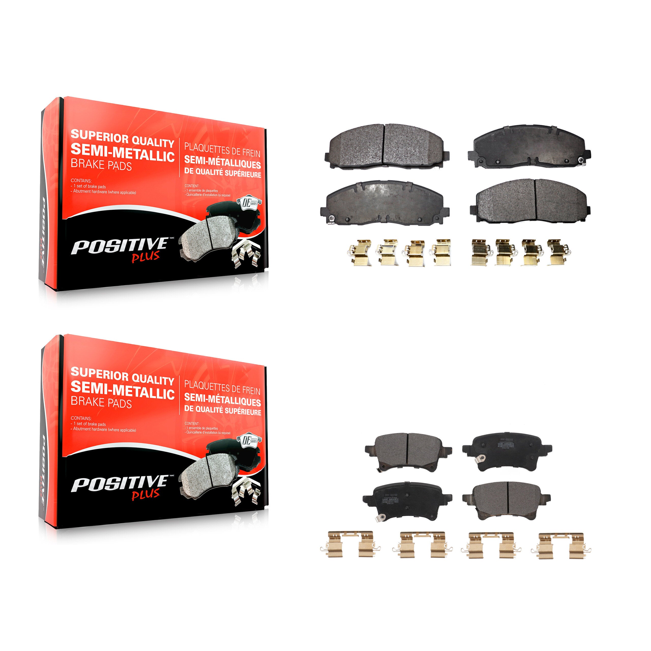 Positive Plus KPF-100626 Disc Brake Pad for 2020-2023 Jeep Wrangler, Jeep Gladiator - Front and Rear